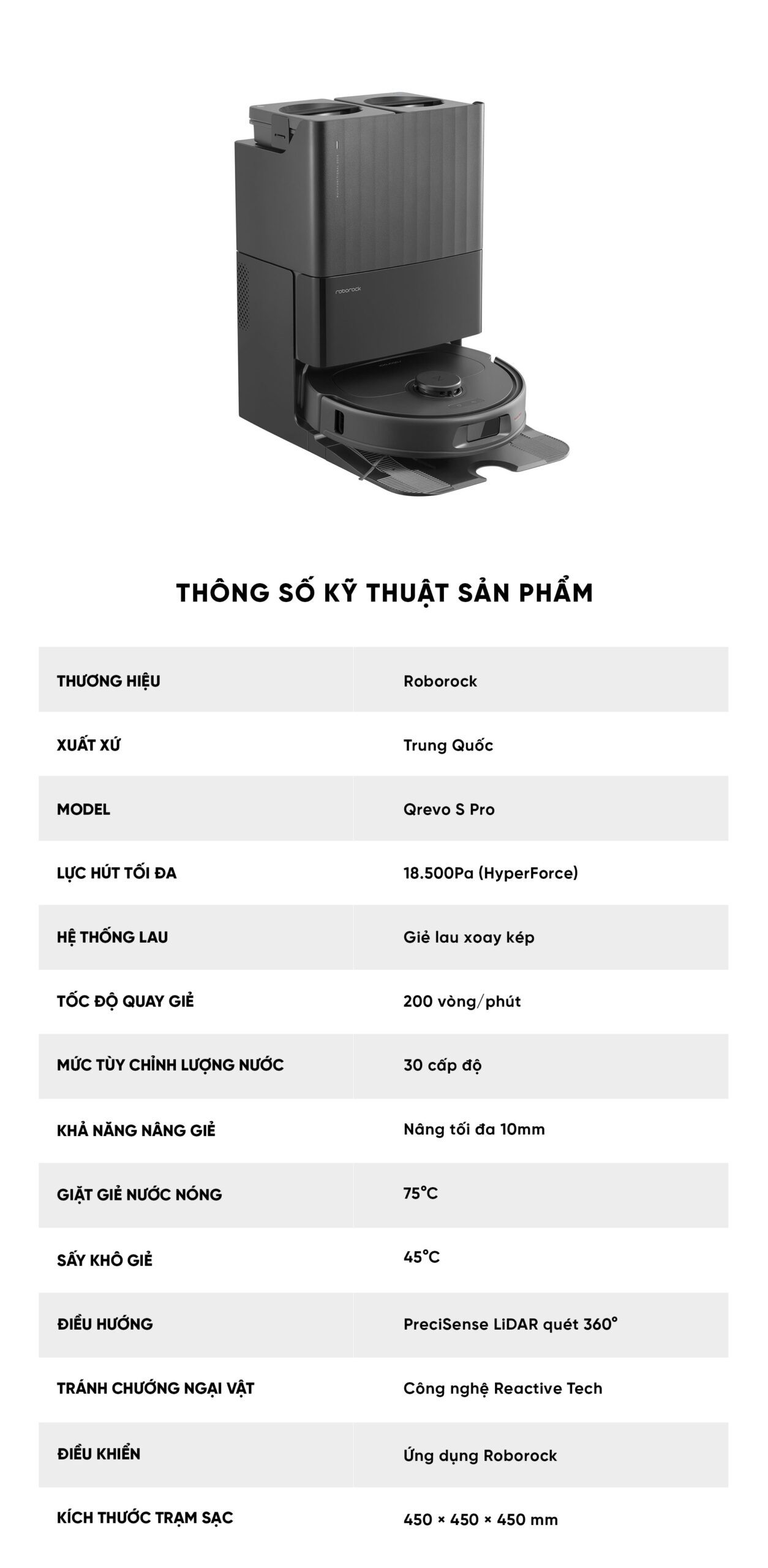 Robot hút bụi Roborock Qrevo S Pro 2026 - Quốc Tế