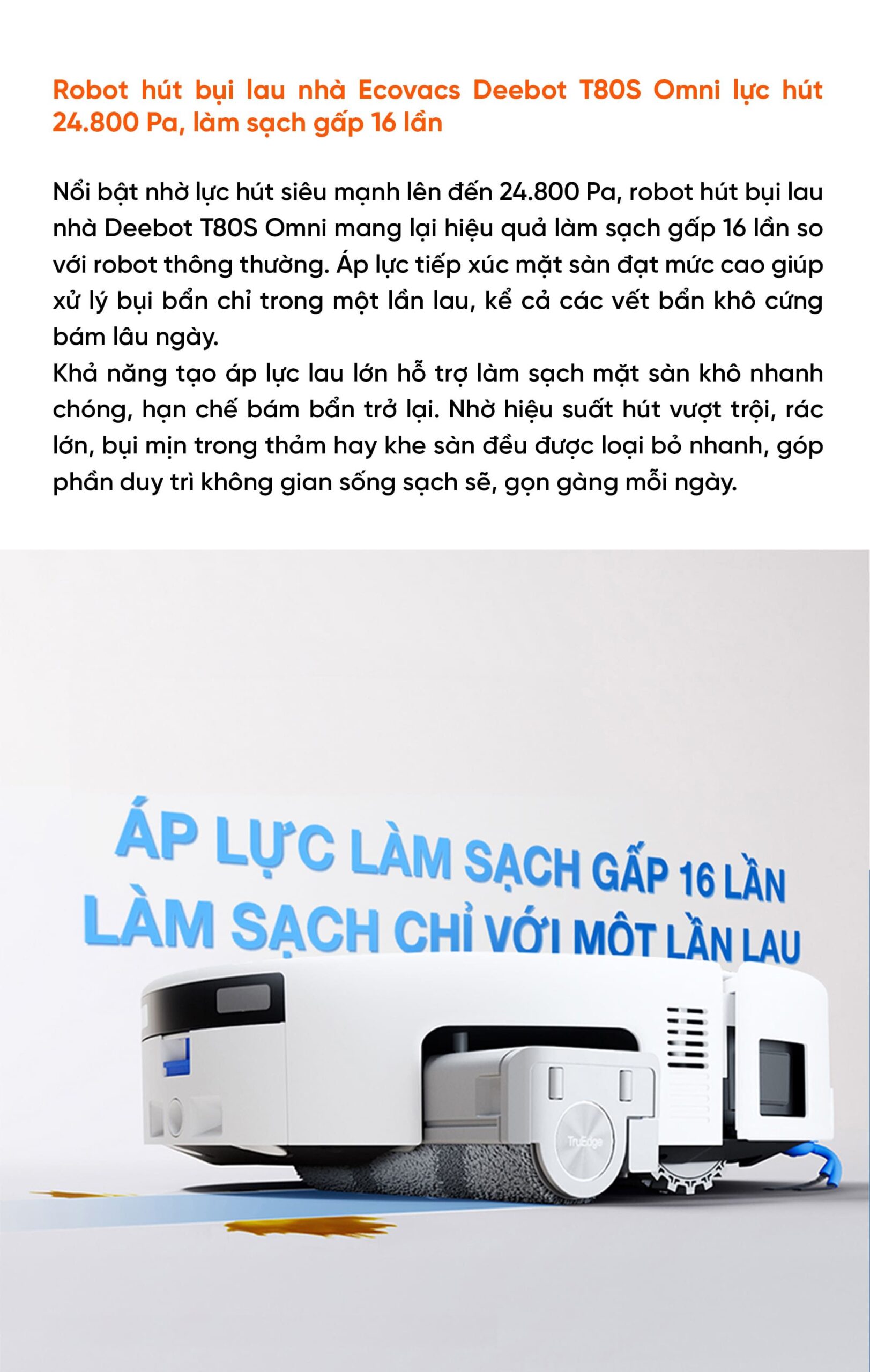 Robot hút bụi lau nhà Ecovacs Deebot T80S Omni Bản Quốc Tế