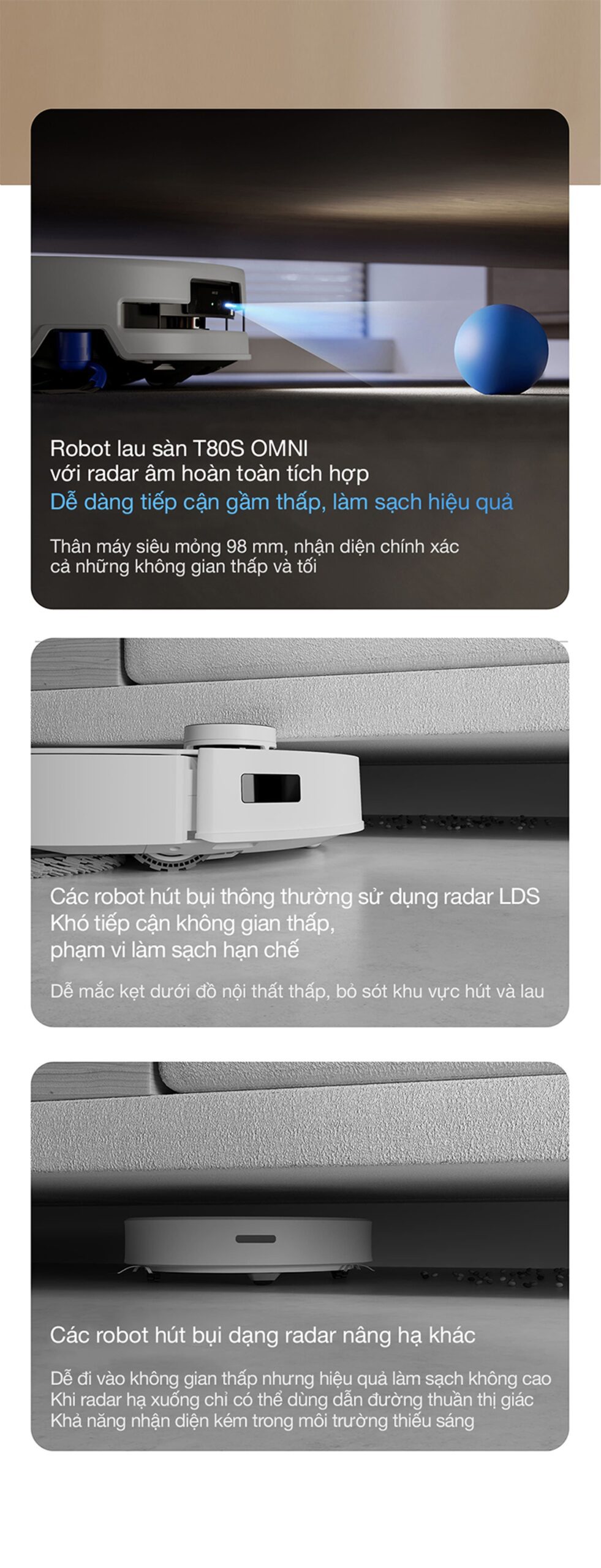 Robot hút bụi lau nhà Ecovacs Deebot T80S Omni Bản Quốc Tế