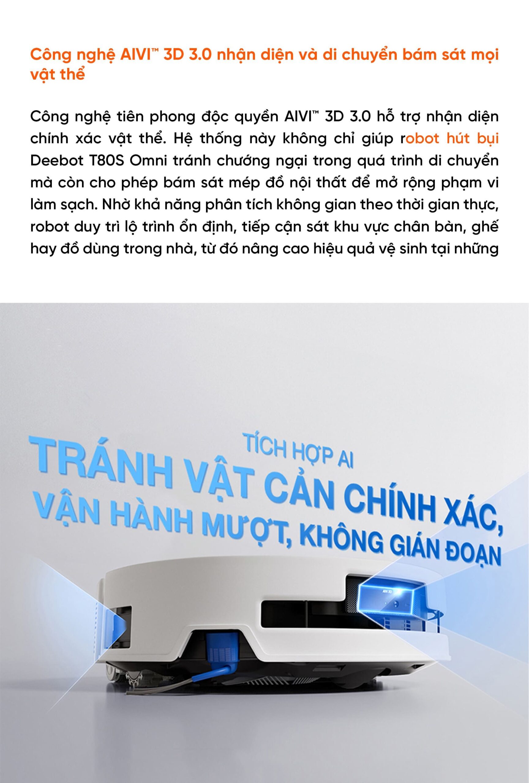 Robot hút bụi lau nhà Ecovacs Deebot T80S Omni Bản Quốc Tế