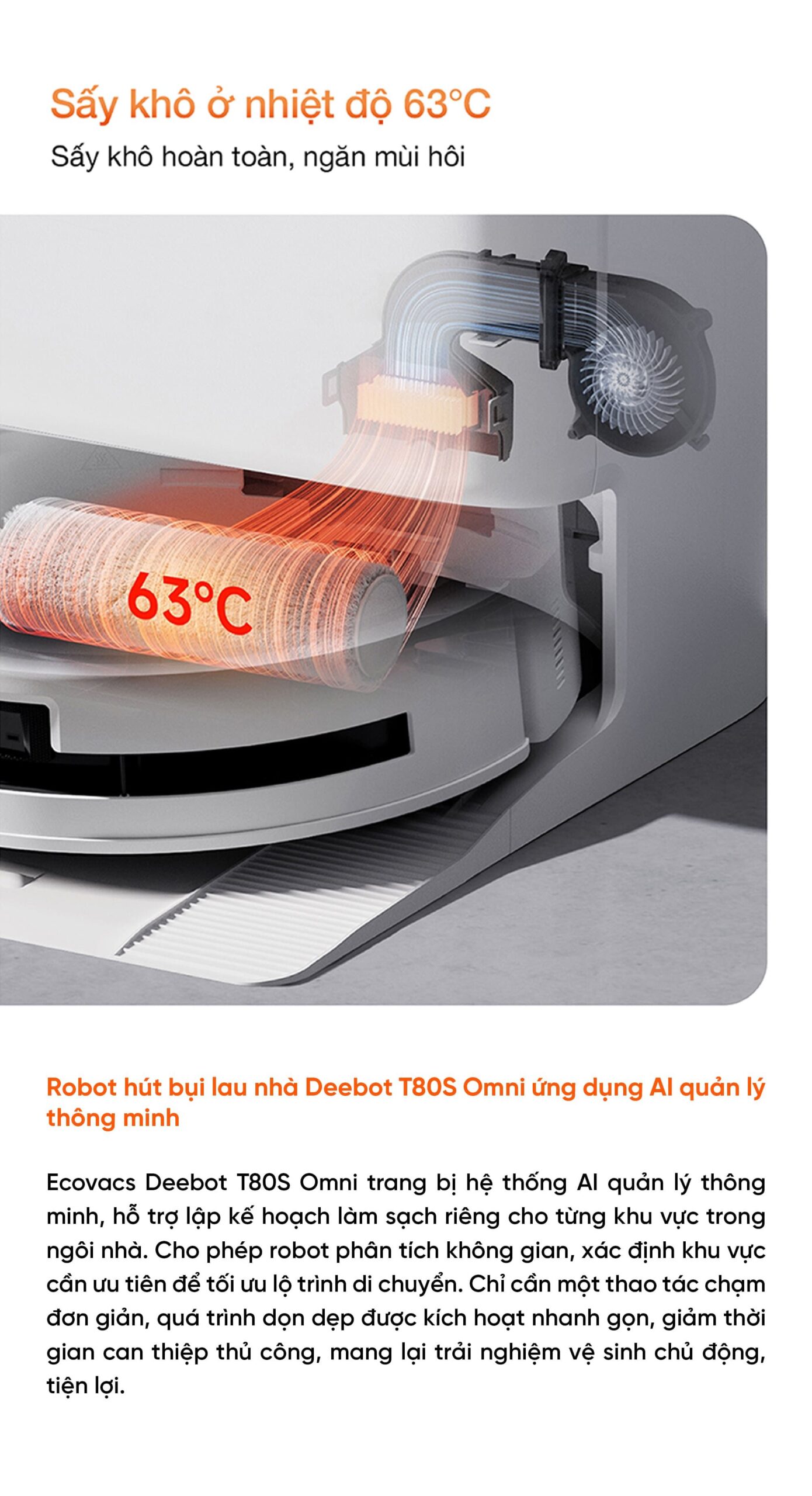 Robot hút bụi lau nhà Ecovacs Deebot T80S Omni Bản Quốc Tế