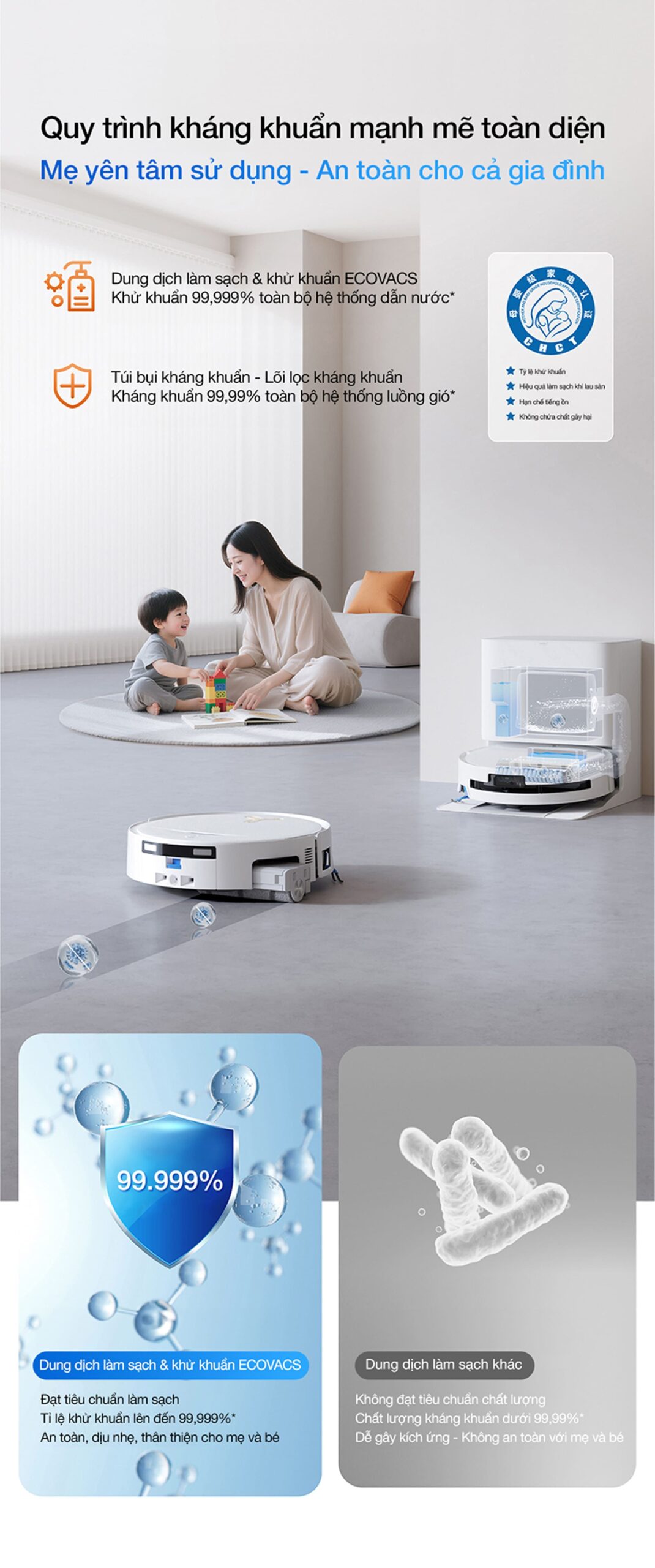 Robot hút bụi lau nhà Ecovacs Deebot T80S Omni Bản Quốc Tế