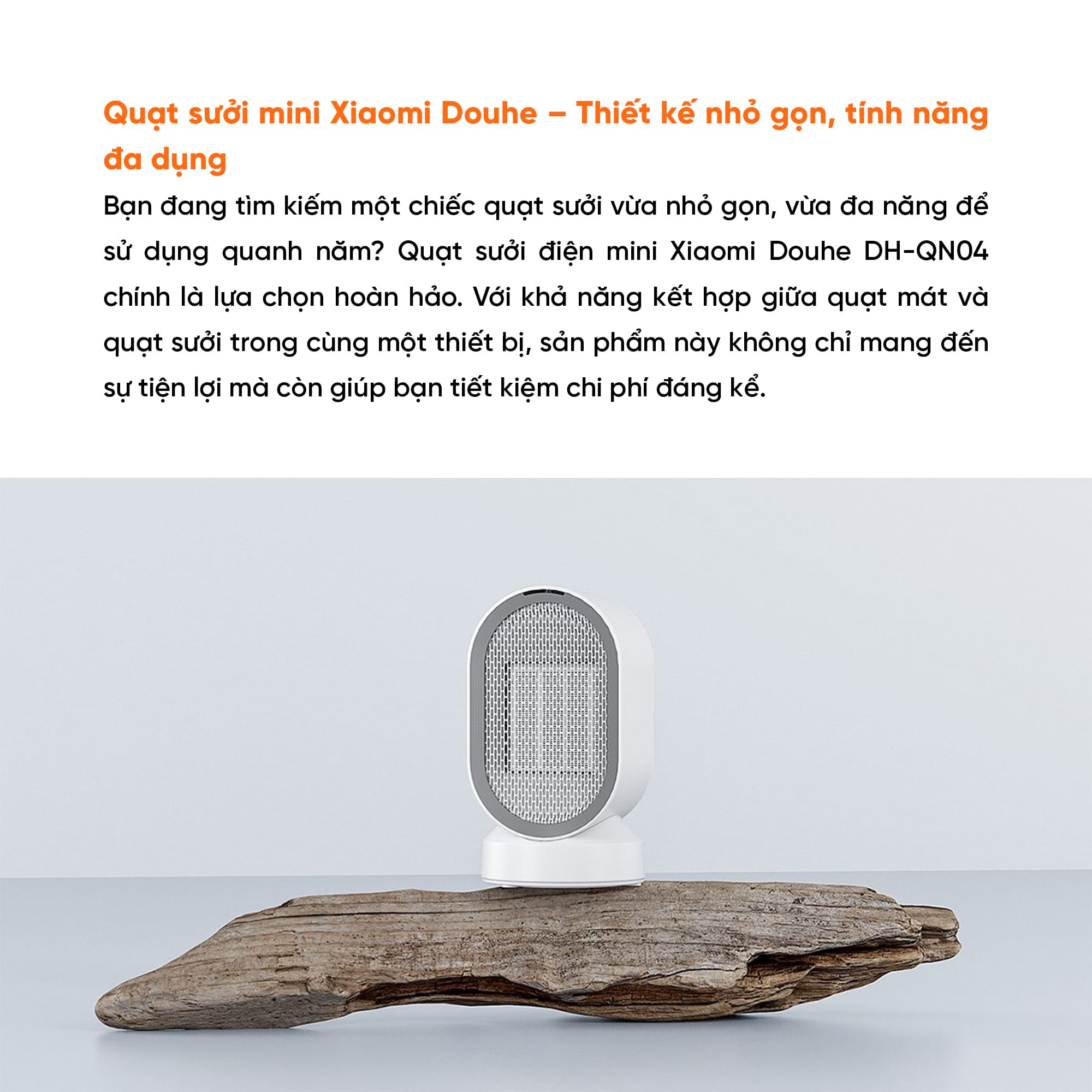Quạt sưởi gốm Xiaomi DOUHE Mini đa năng 2 chiều để bàn làm nóng nhanh, xoay đảo chiều 45 độ