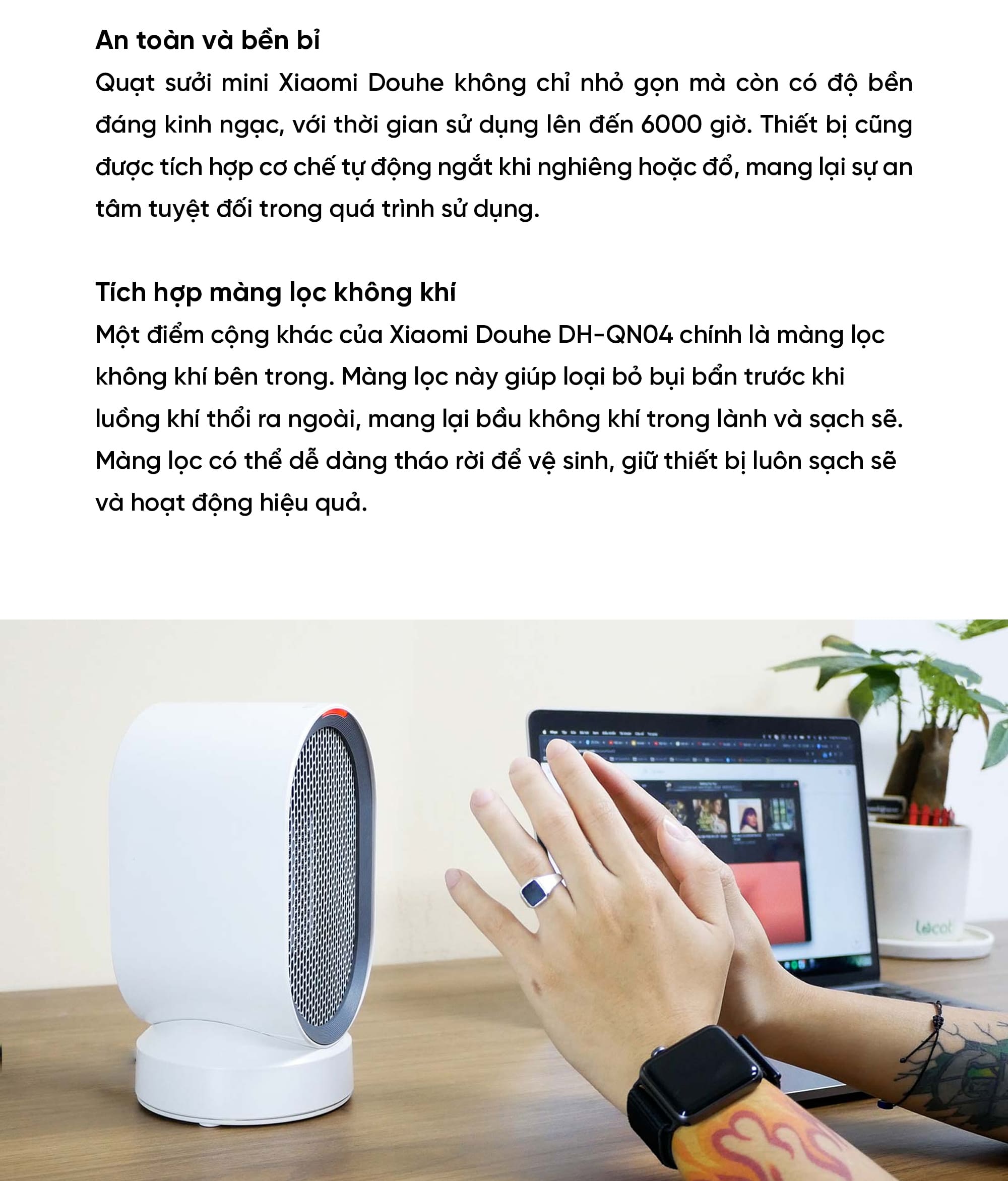 Quạt sưởi gốm Xiaomi DOUHE Mini đa năng 2 chiều để bàn làm nóng nhanh, xoay đảo chiều 45 độ