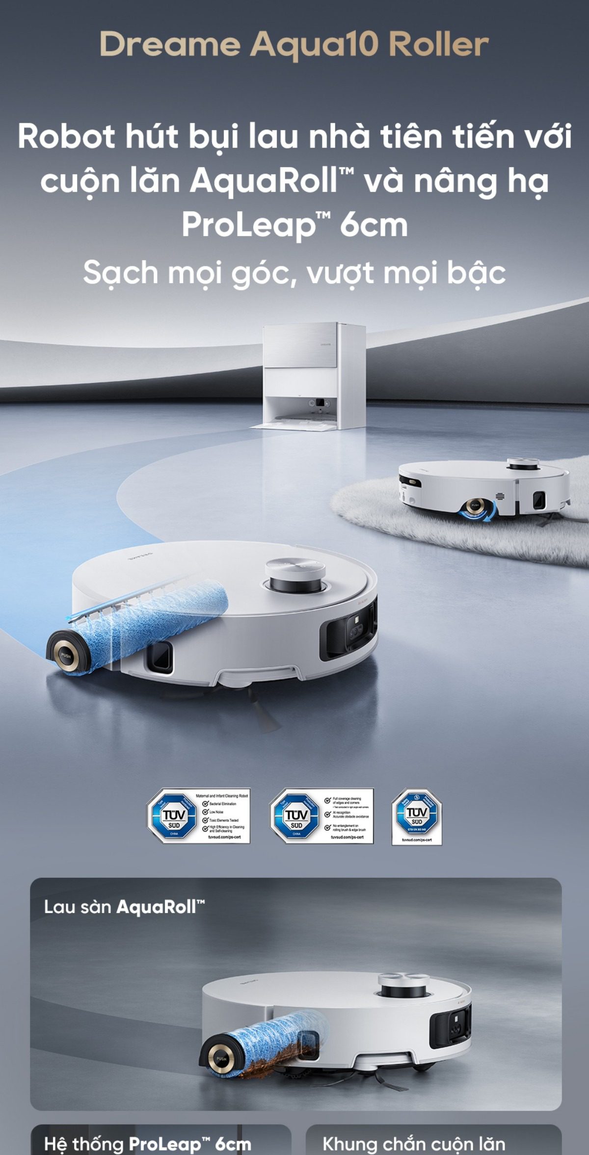 Robot hút bụi Dreame Aqua 10 Roller