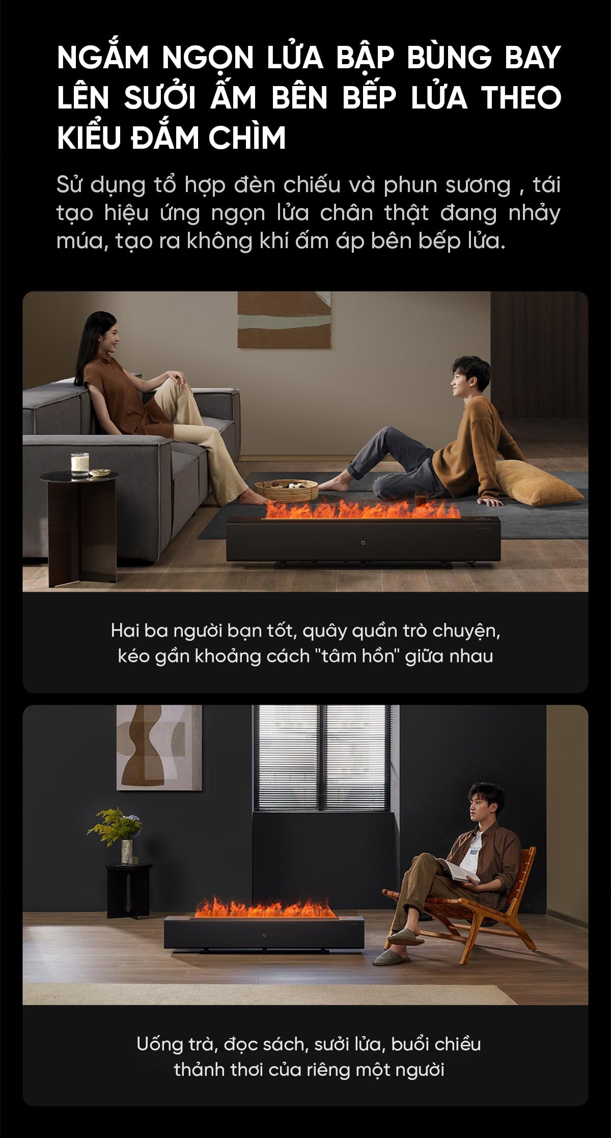 Máy sưởi Xiaomi Mijia Graphene Mô Phỏng Ngọn Lửa , Bù Ẩm