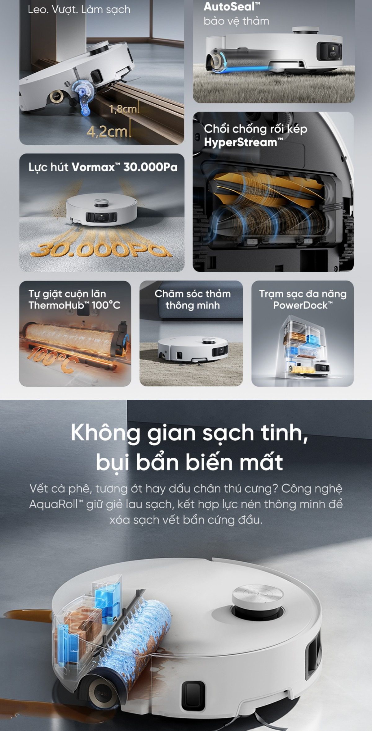 Robot hút bụi Dreame Aqua 10 Roller