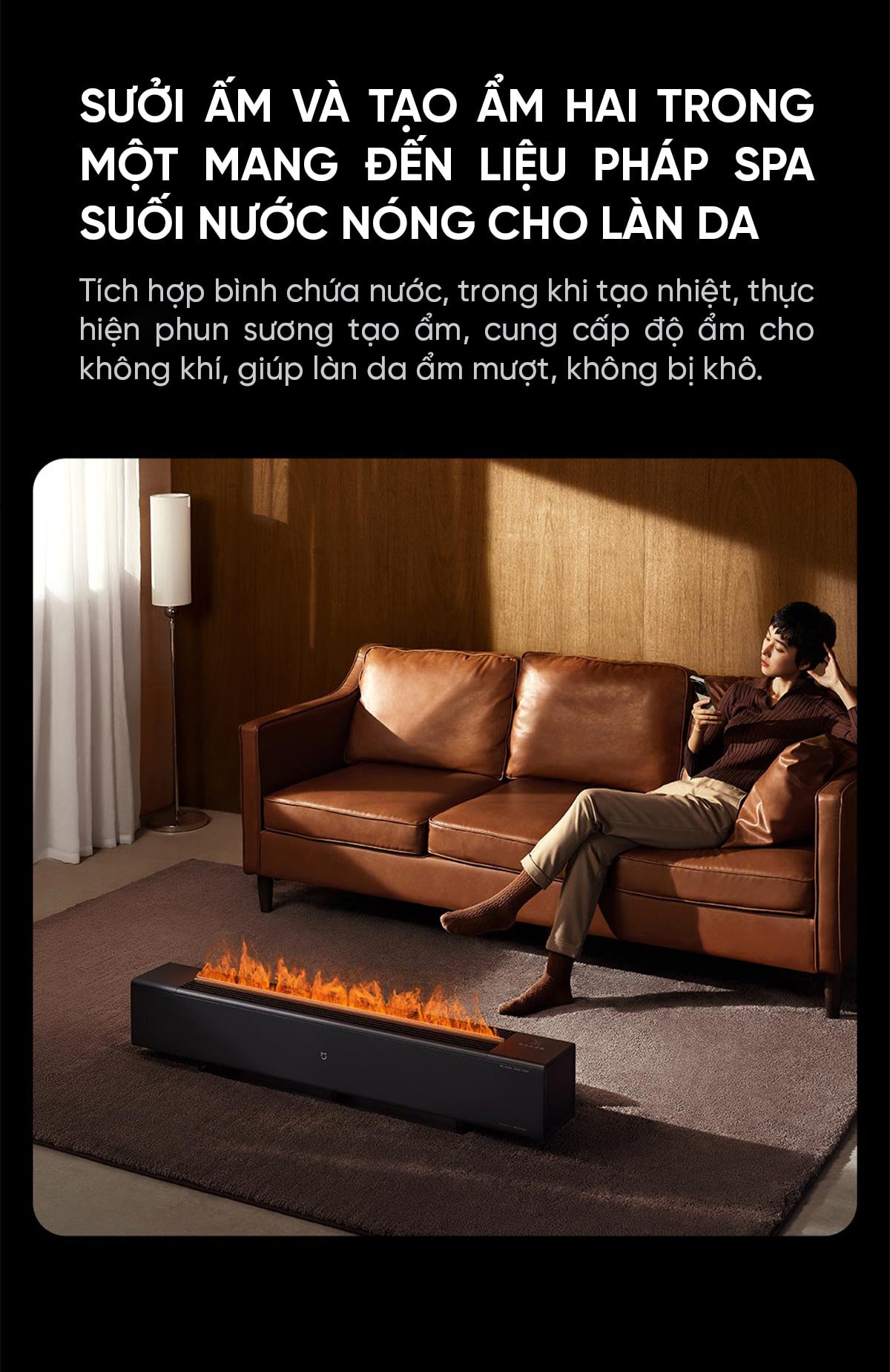Máy sưởi Xiaomi Mijia Graphene Mô Phỏng Ngọn Lửa , Bù Ẩm