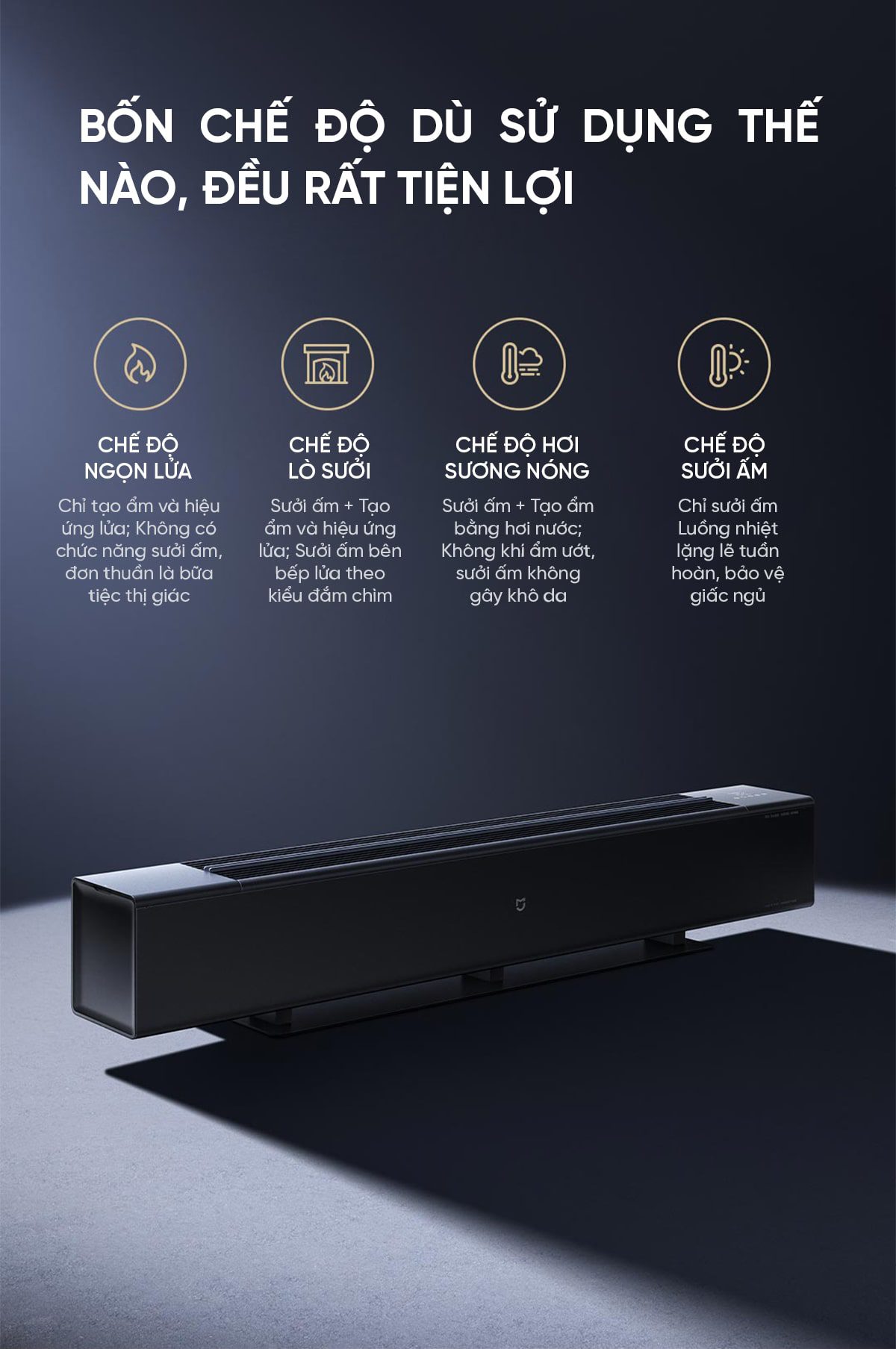 Máy sưởi Xiaomi Mijia Graphene Mô Phỏng Ngọn Lửa , Bù Ẩm