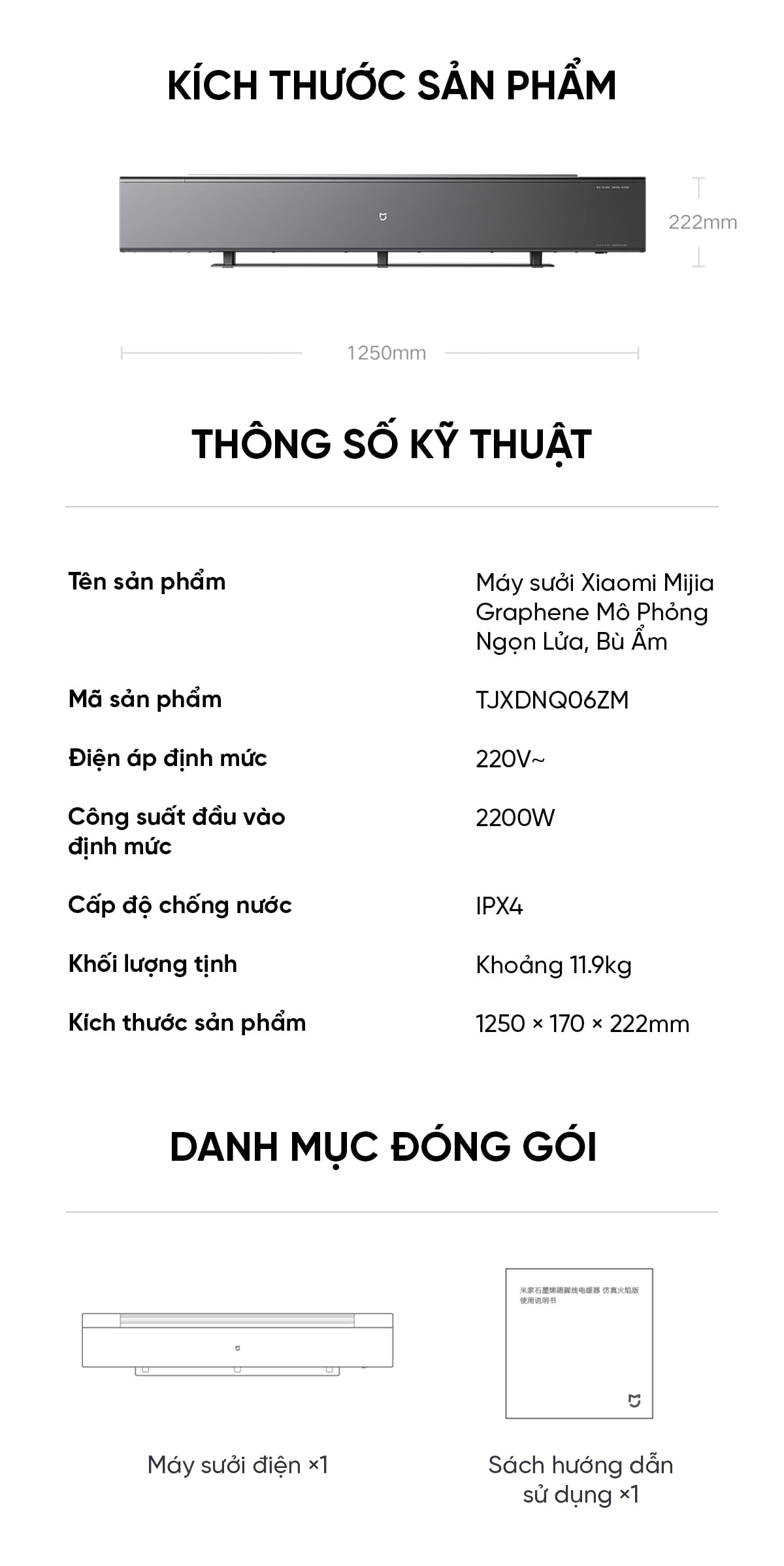 Máy sưởi Xiaomi Mijia Graphene Mô Phỏng Ngọn Lửa , Bù Ẩm