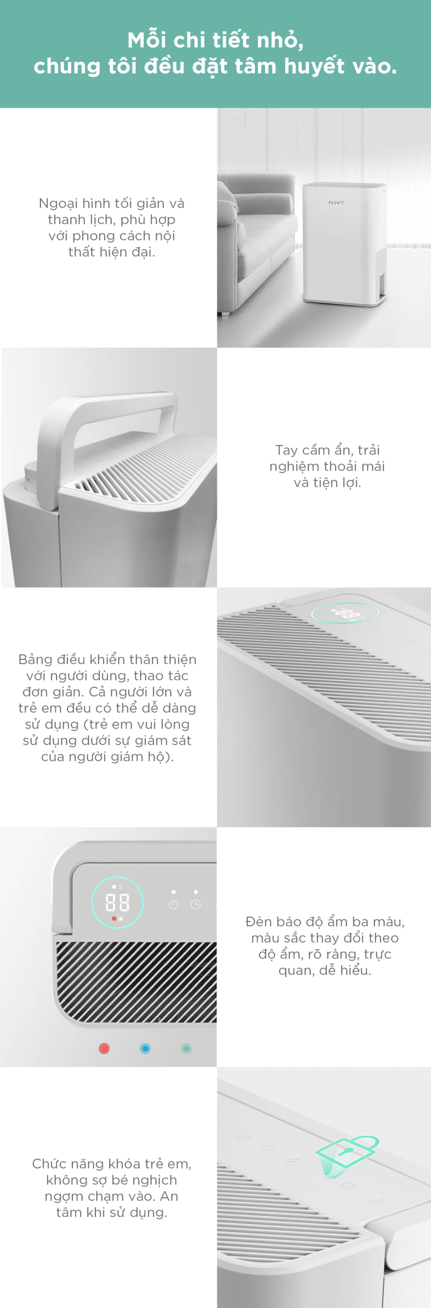 Máy Hút Ẩm Thông Minh Xiaomi NWT 12L Quốc Tế