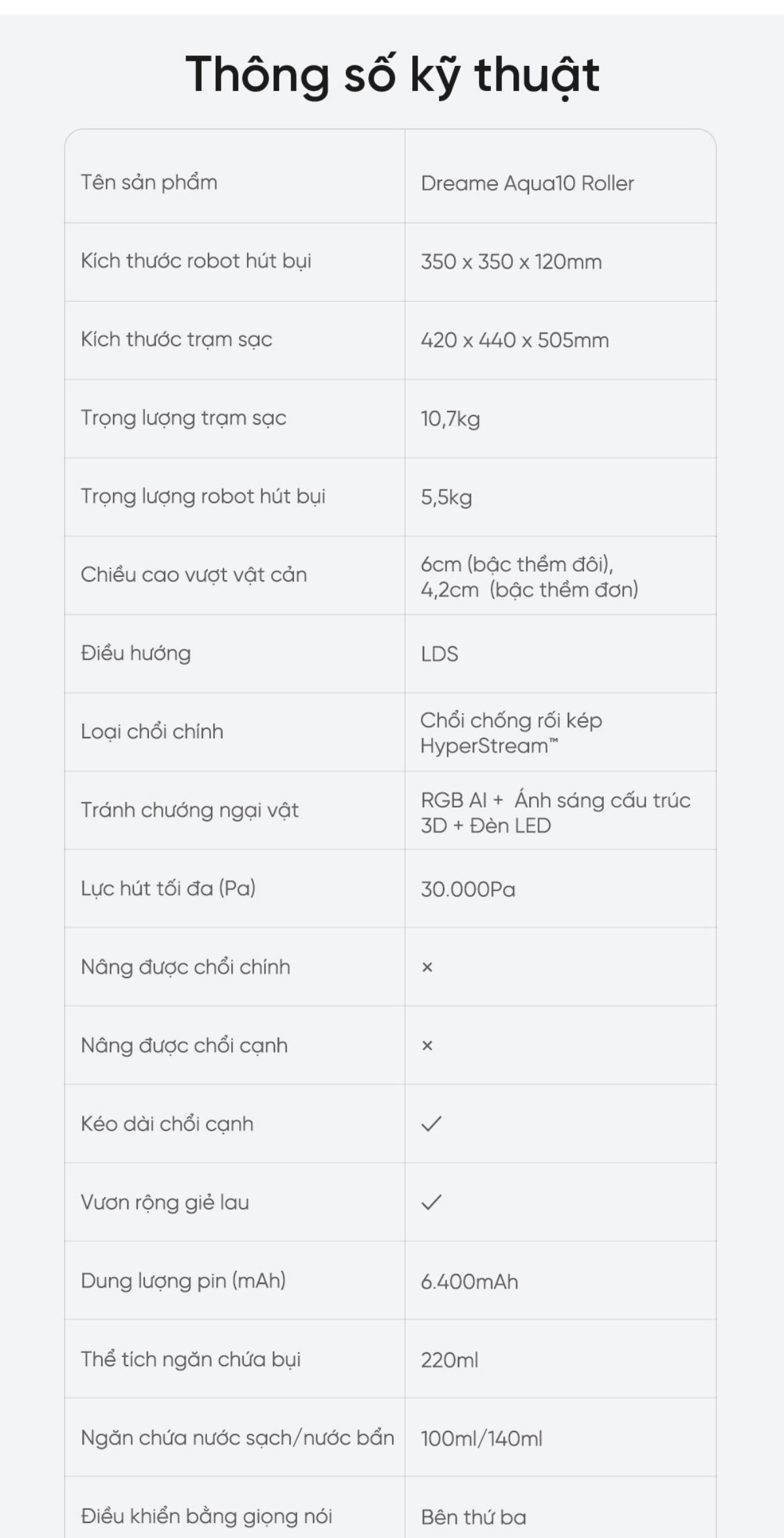 Robot hút bụi Dreame Aqua 10 Roller