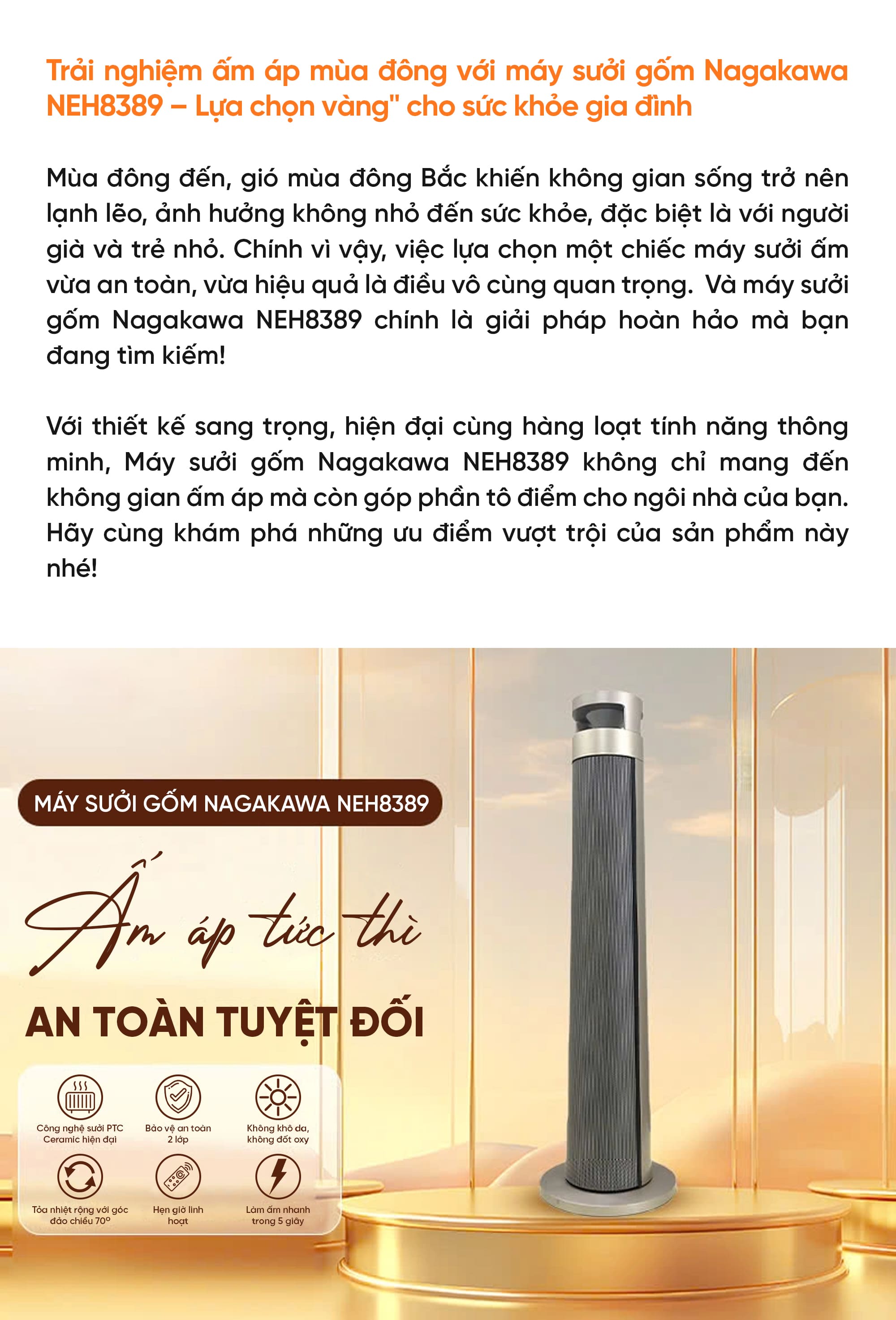 Máy sưởi gốm Nagakawa NEH8389