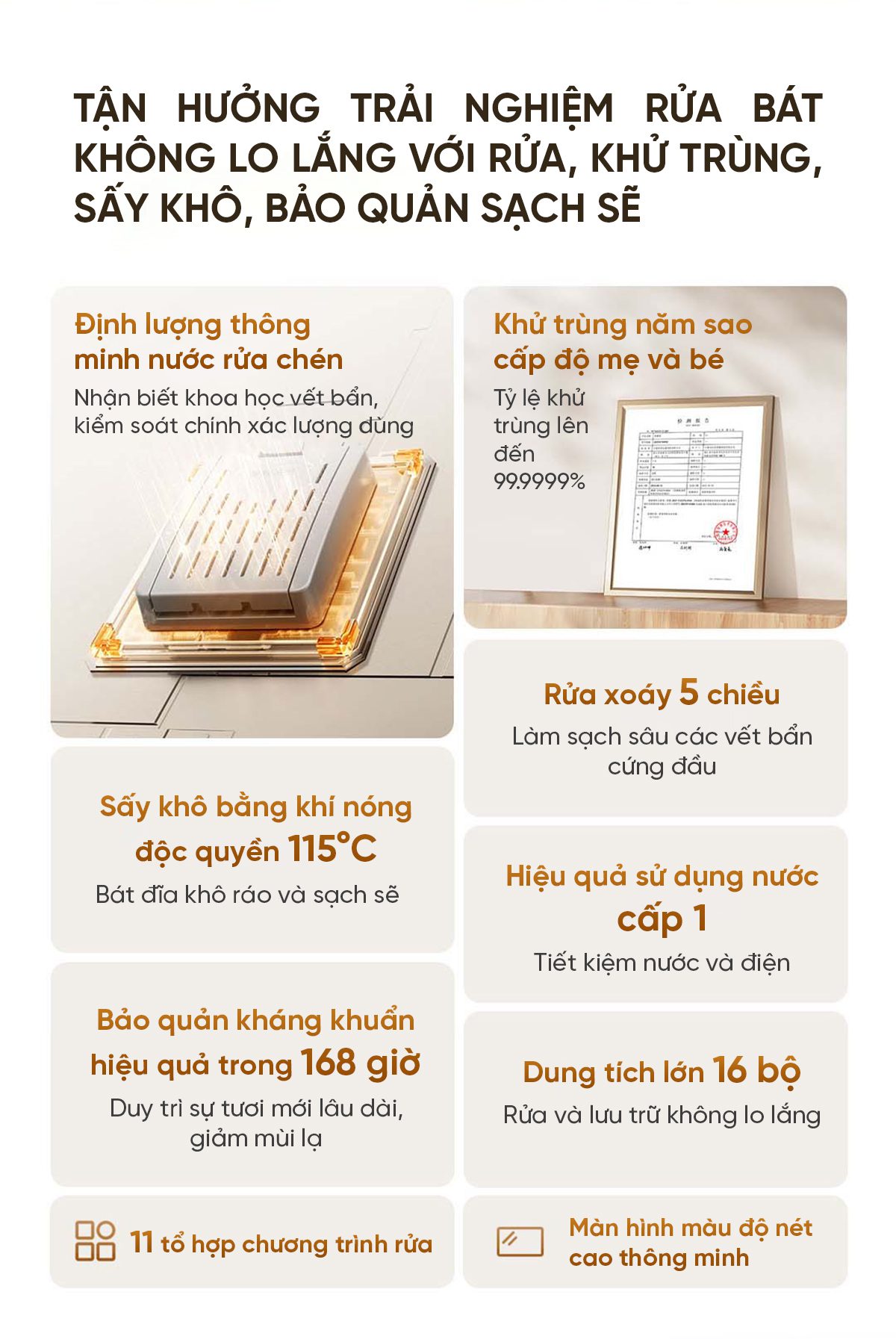 Máy rửa bát Xiaomi Mijia S10 16 Bộ Phiên Bản Nâng Cấp 2025
