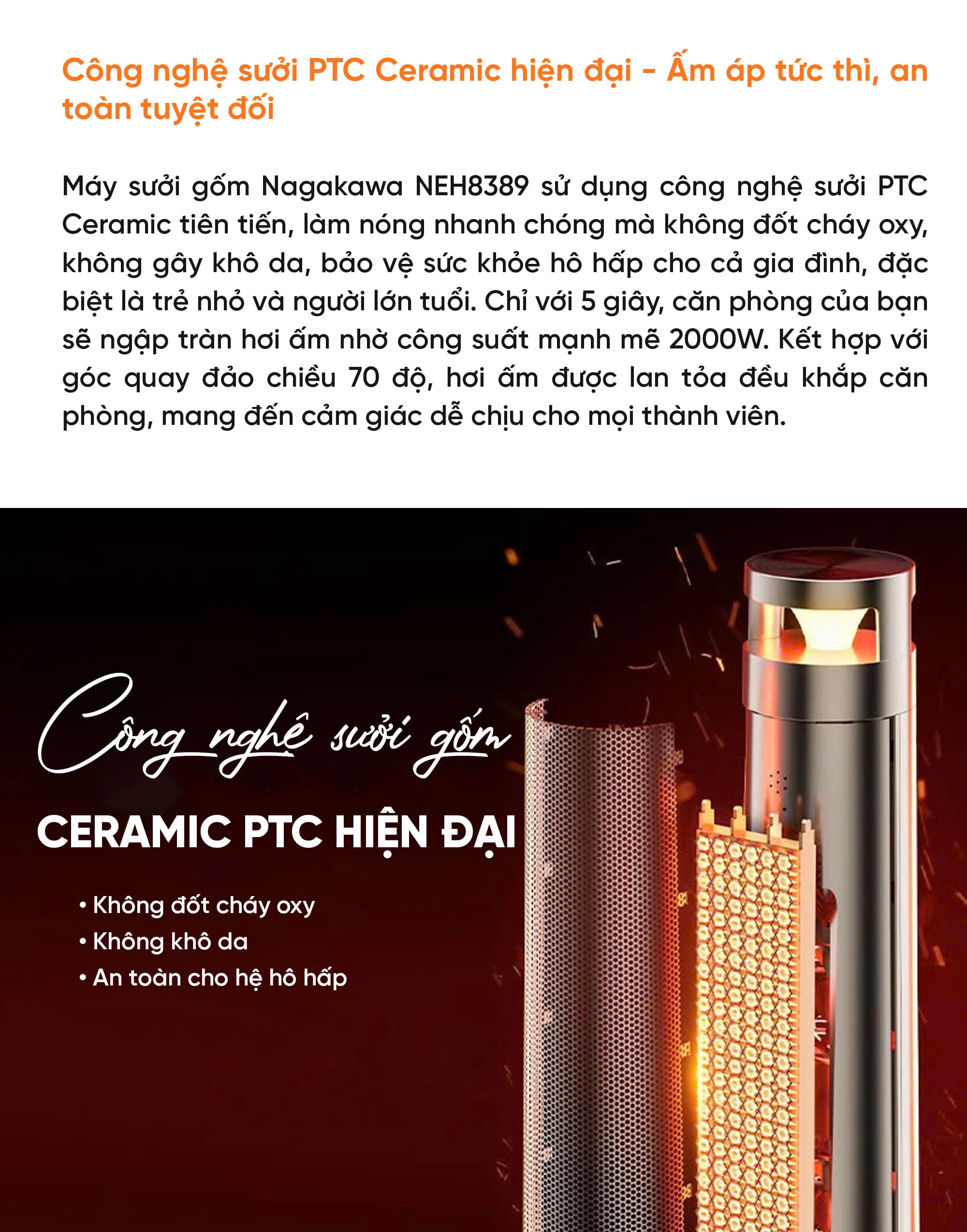 Máy sưởi gốm Nagakawa NEH8389