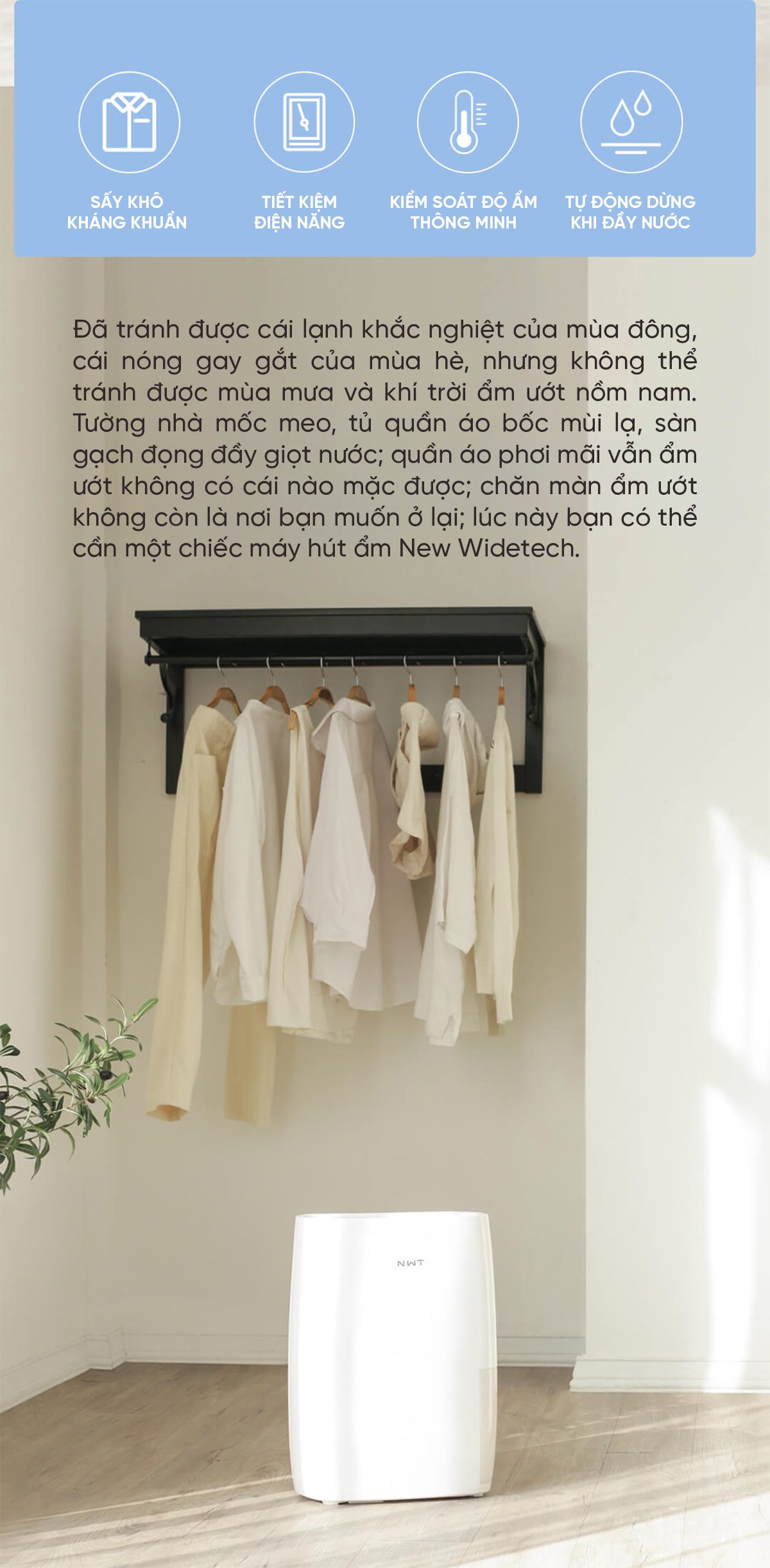 Máy Hút Ẩm Thông Minh Xiaomi NWT 18L Quốc Tế