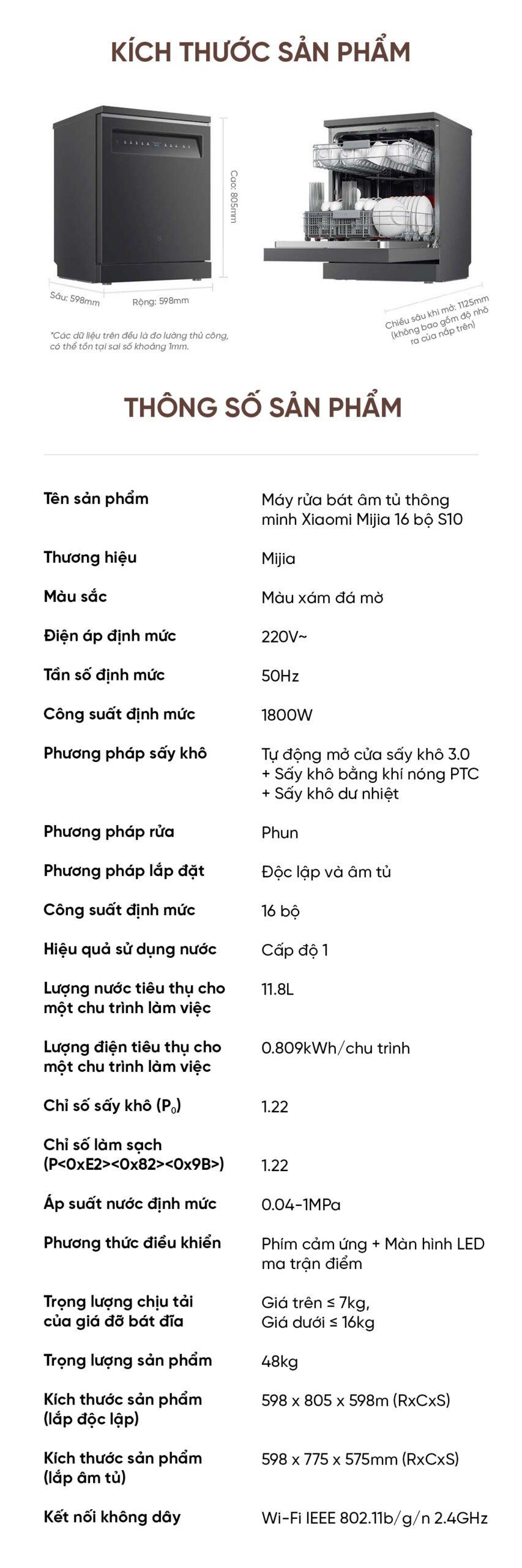 Máy rửa bát Xiaomi Mijia S10 16 Bộ Phiên Bản Nâng Cấp 2025