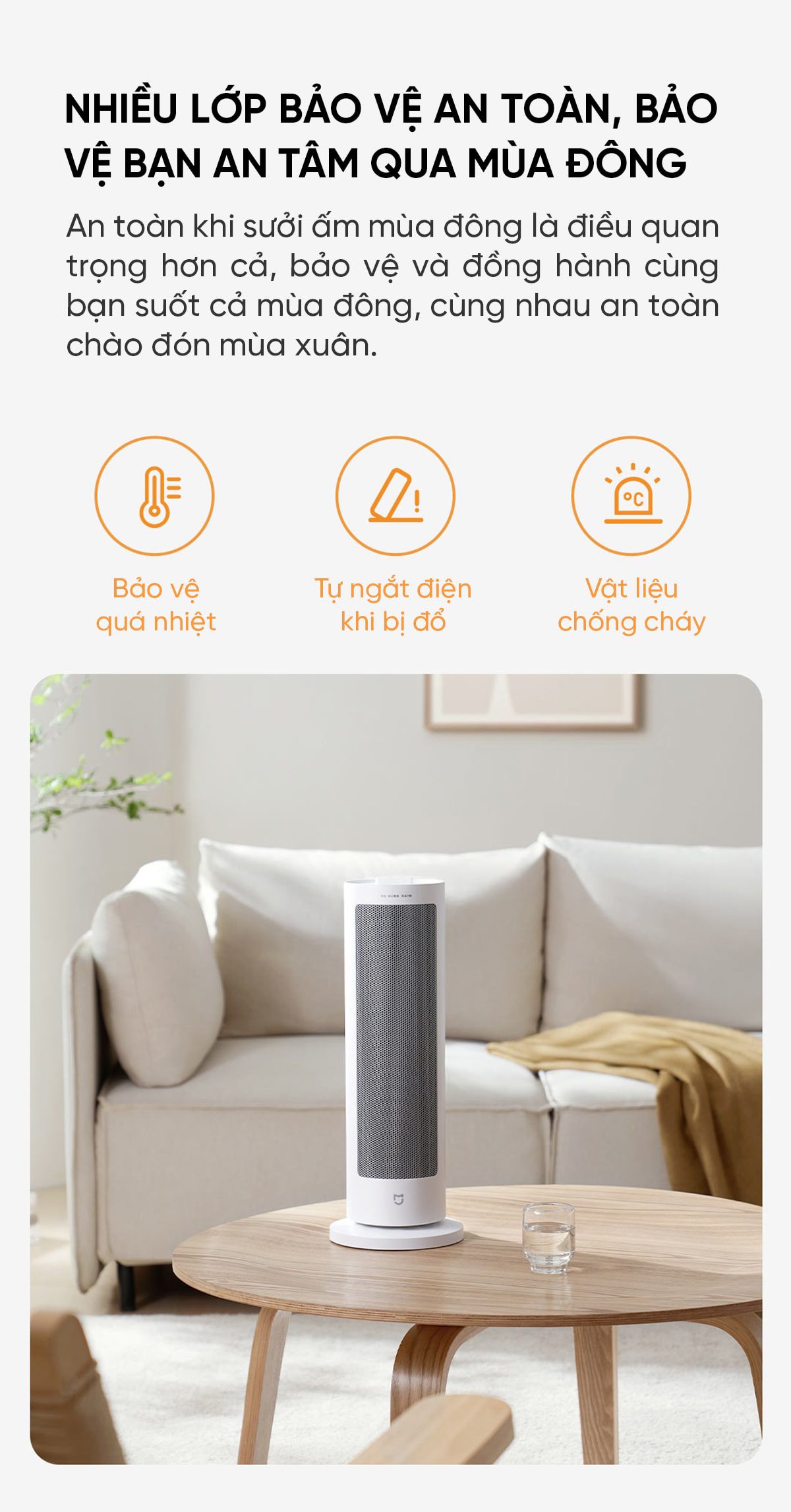 Máy sưởi đứng Xiaomi Mijia Graphene Model LSNFJ03ZM Nút Cơ