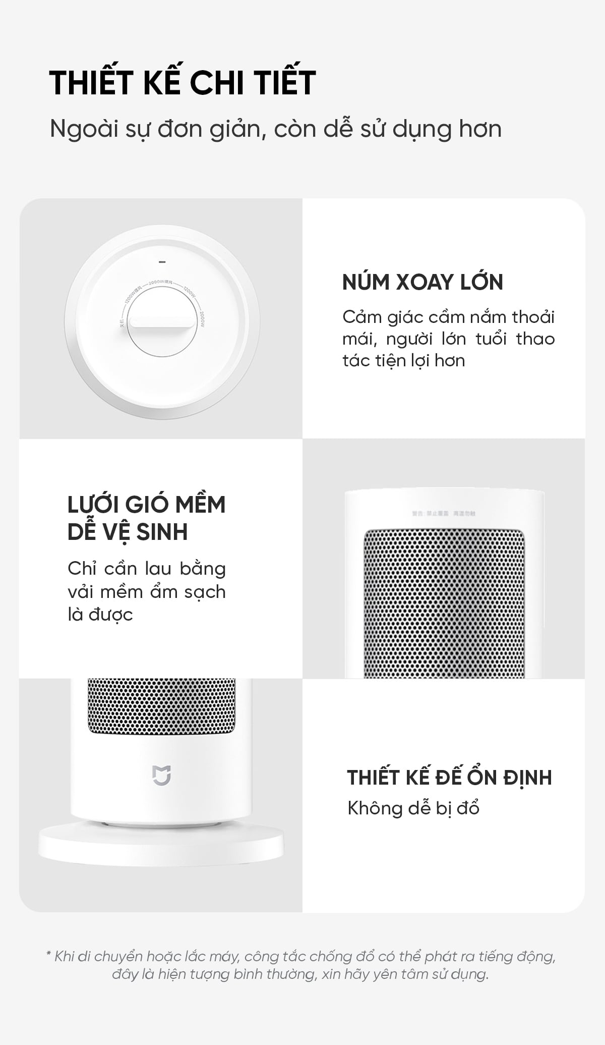 Máy sưởi đứng Xiaomi Mijia Graphene Model LSNFJ03ZM Nút Cơ
