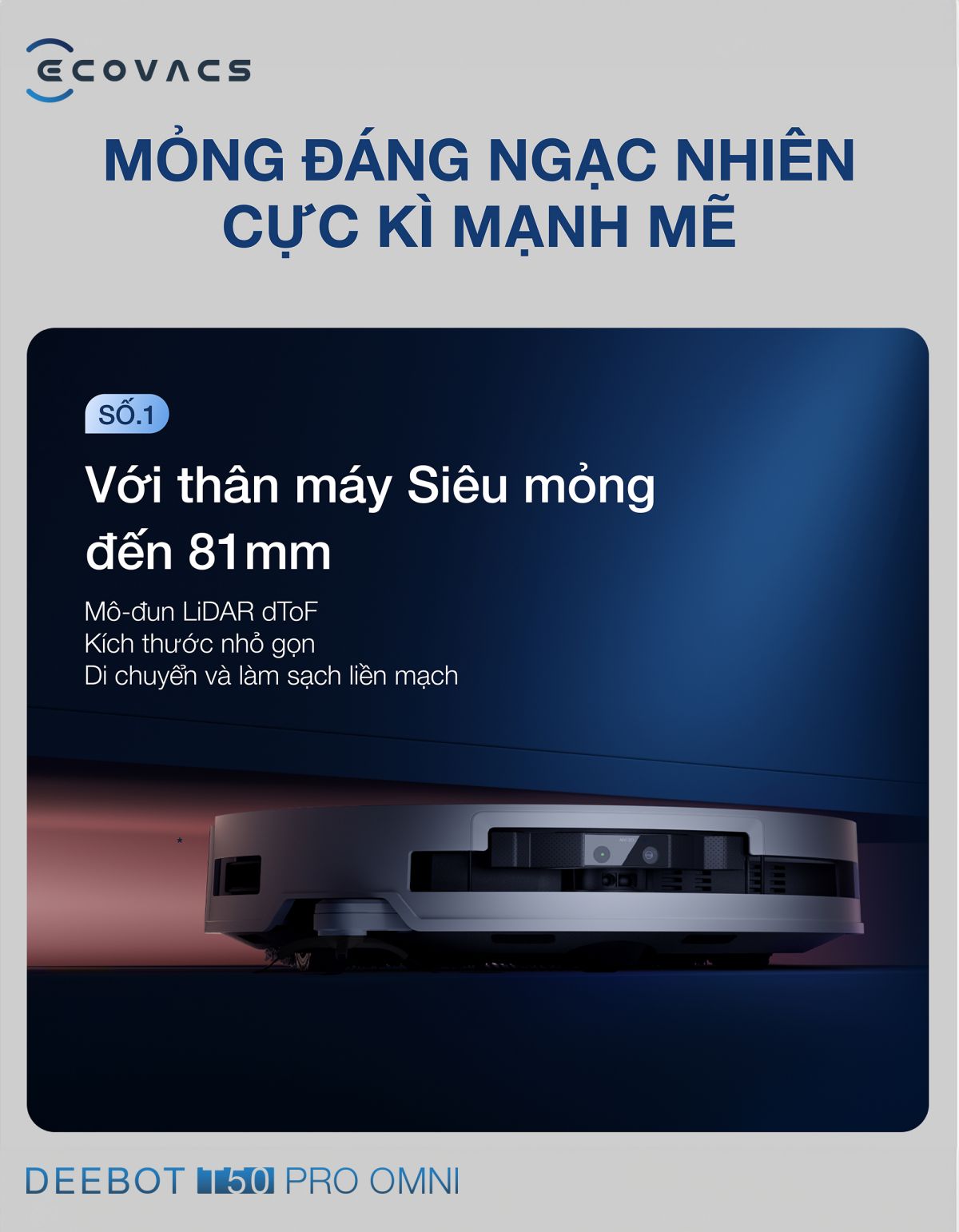 Robot hút bụi Ecovacs T50 Pro OMNI【Nhắn tin giảm giá thêm】
