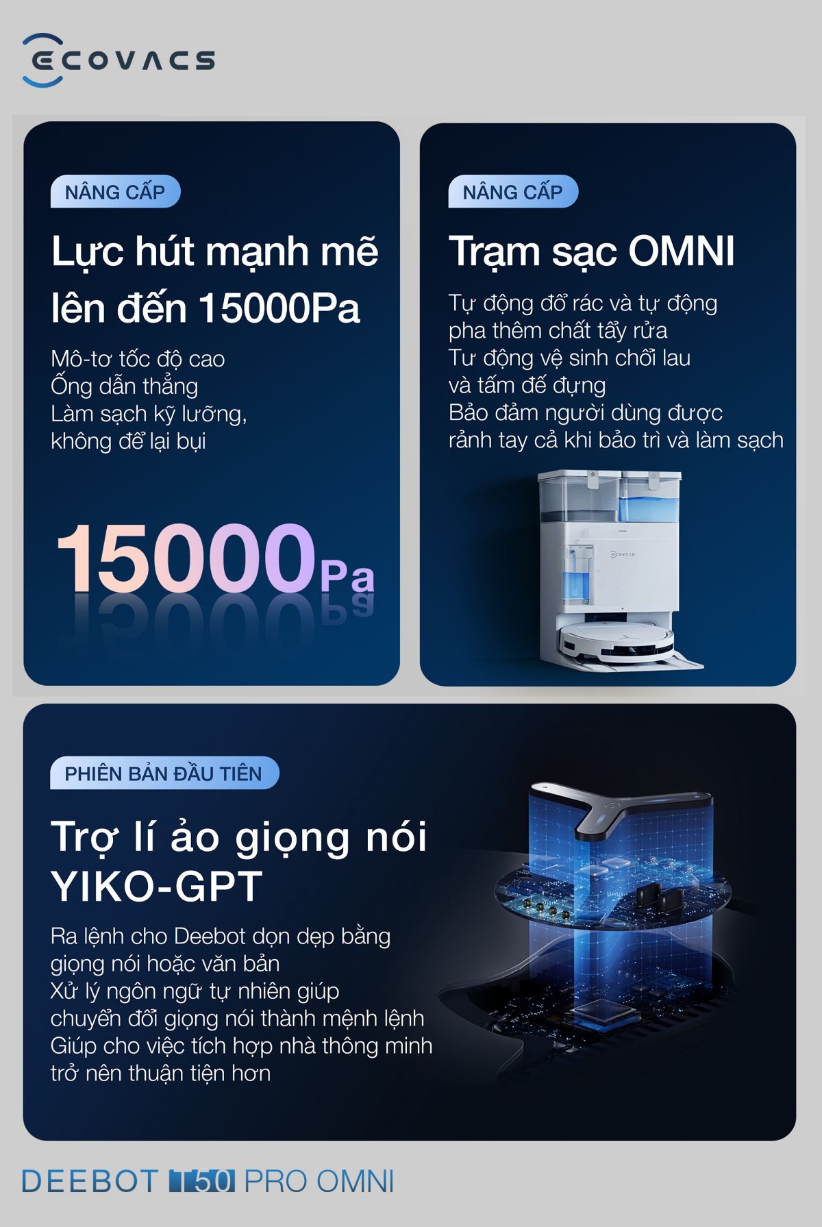 Robot hút bụi Ecovacs T50 Pro OMNI【Nhắn tin giảm giá thêm】