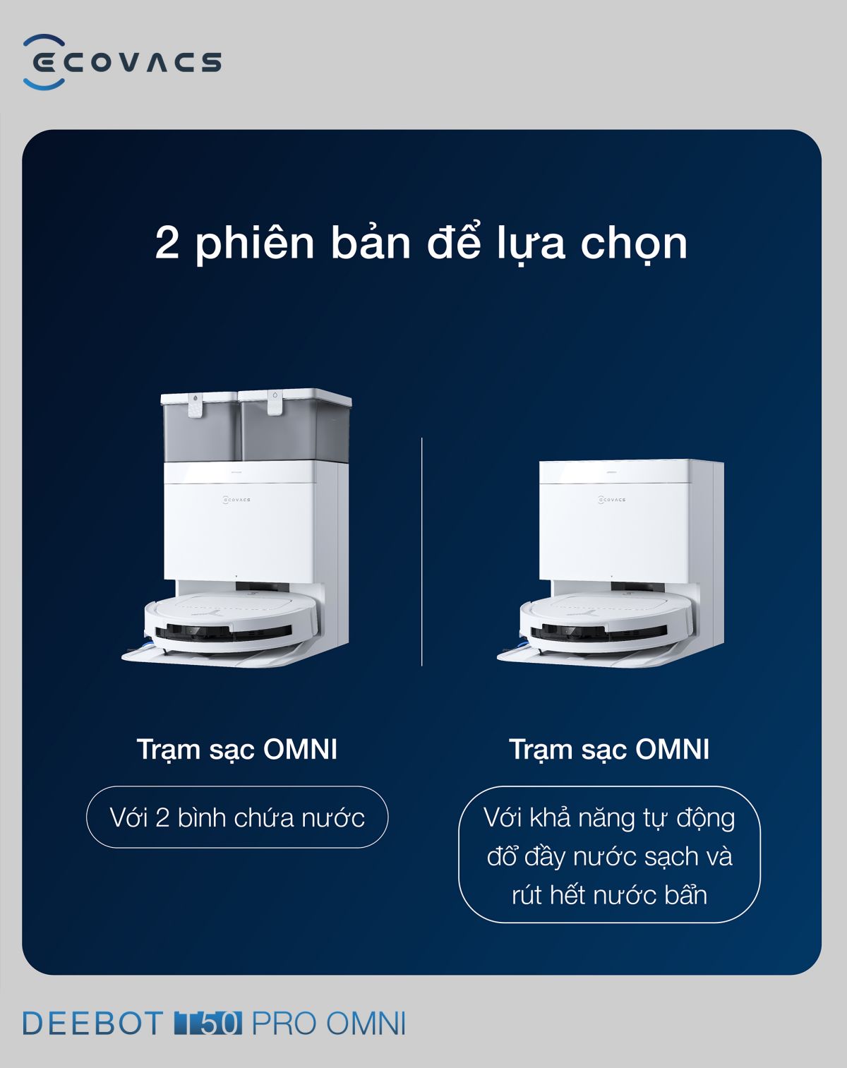 Robot hút bụi Ecovacs T50 Pro OMNI【Nhắn tin giảm giá thêm】