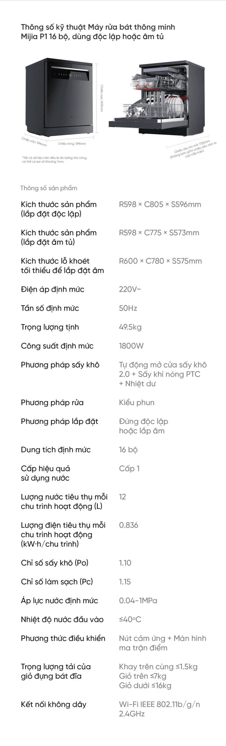 Máy rửa bát Xiaomi Mijia P1 16 bộ