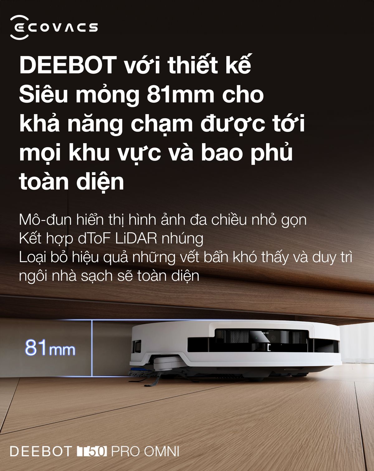 Robot hút bụi Ecovacs T50 Pro OMNI【Nhắn tin giảm giá thêm】