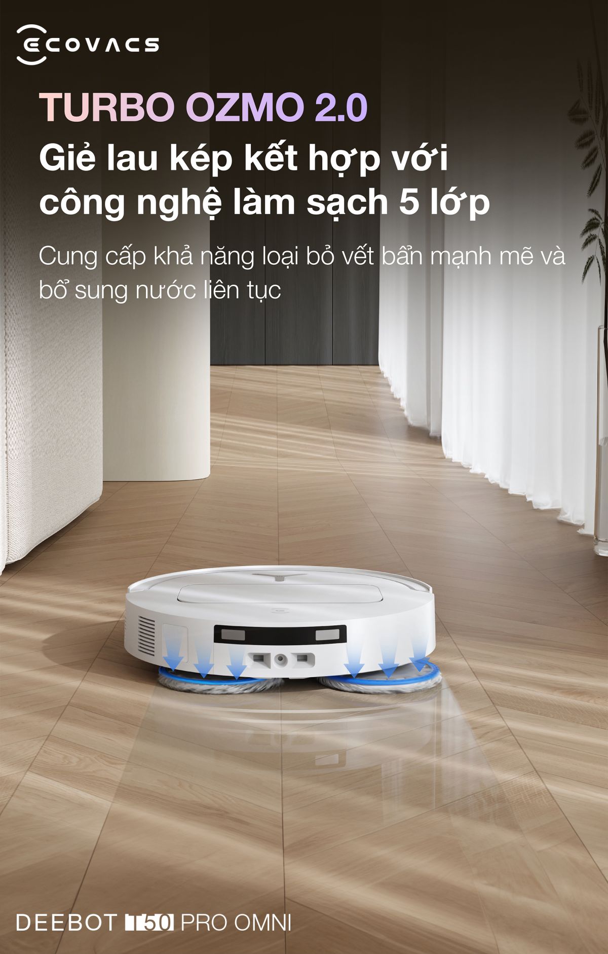Robot hút bụi Ecovacs T50 Pro OMNI【Nhắn tin giảm giá thêm】