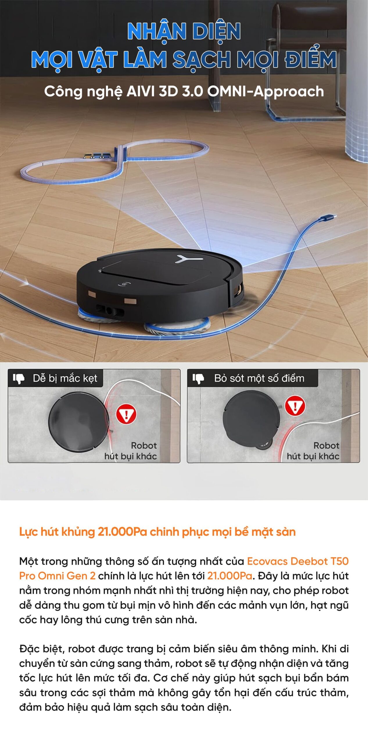 Robot hút bụi lau nhà Ecovacs Deebot T50 Pro Omni Gen 2 – Bản Quốc Tế