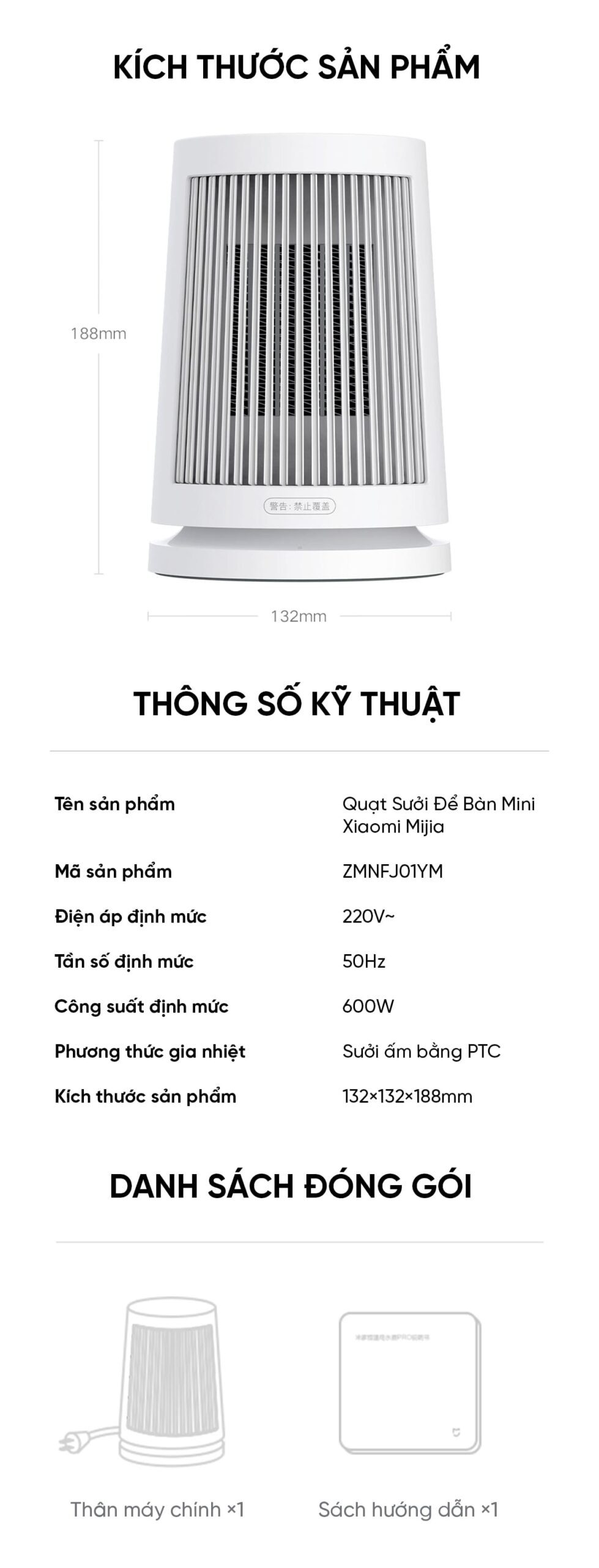 Quạt Sưởi Để Bàn Mini Xiaomi Mijia ZMNFJ01YM