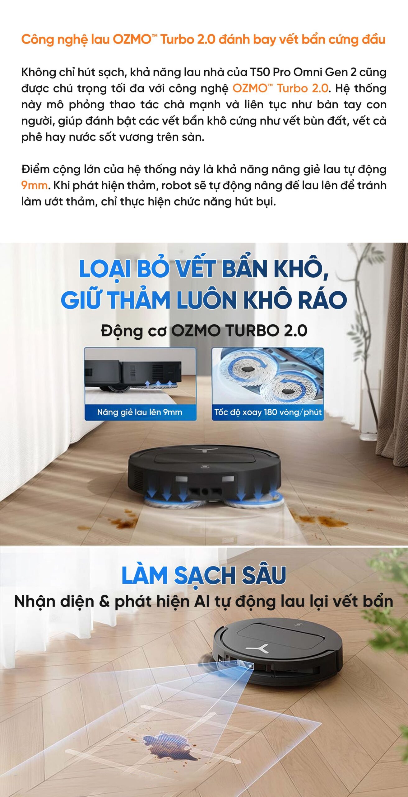Robot hút bụi lau nhà Ecovacs Deebot T50 Pro Omni Gen 2 – Bản Quốc Tế
