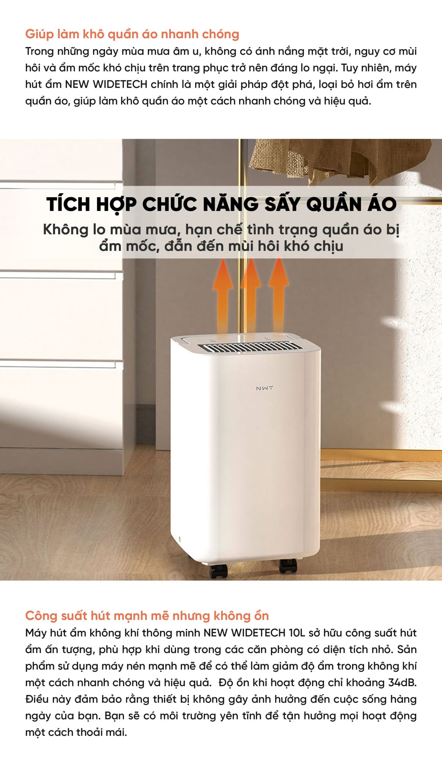 Máy Hút Ẩm Thông Minh Xiaomi NWT 10L Có Bánh Xe Kèm Lưới Lọc Kháng Khuẩn