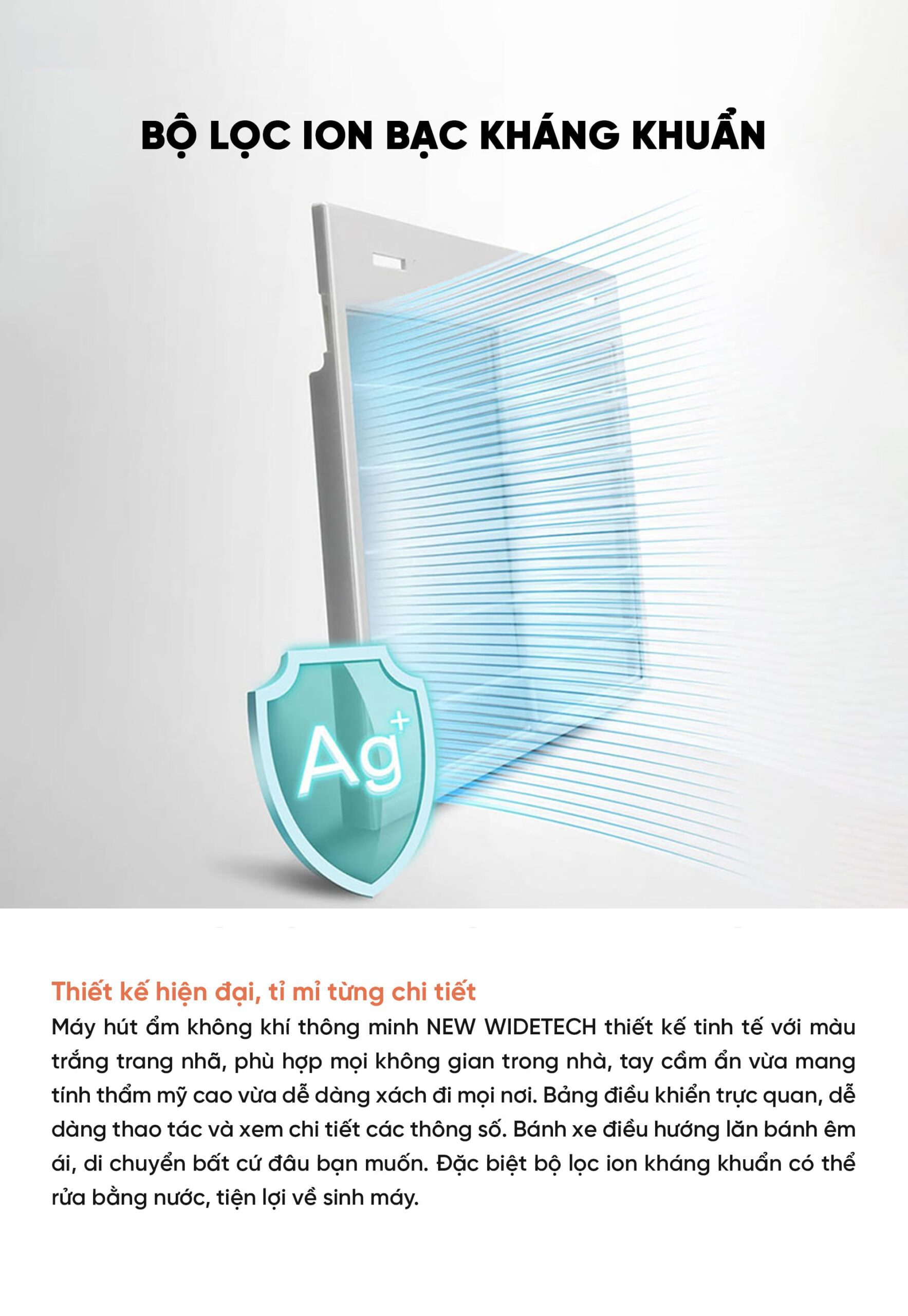 Máy Hút Ẩm Thông Minh Xiaomi NWT 10L Có Bánh Xe Kèm Lưới Lọc Kháng Khuẩn