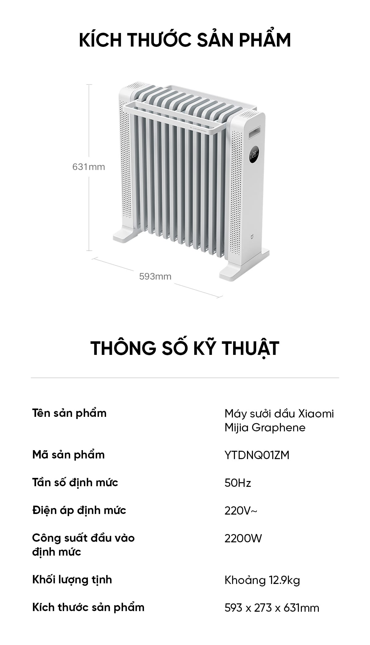 Máy Sưởi Dầu Xiaomi Mijia Graphene YTDNQ01ZM 2200W