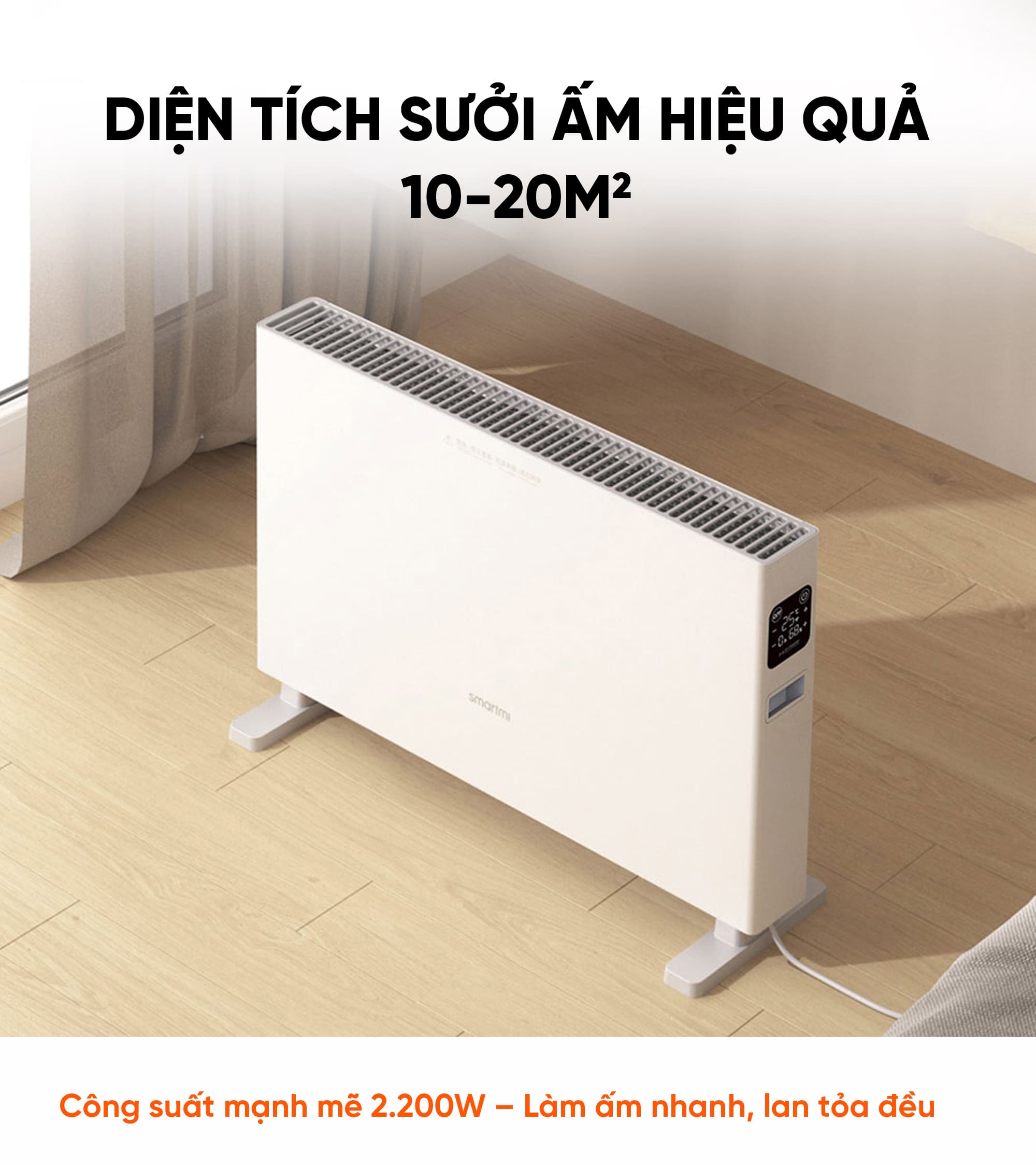 Máy Sưởi Ấm SmartMi 1S Phiên Bản Cảm Ứng - Quốc Tế
