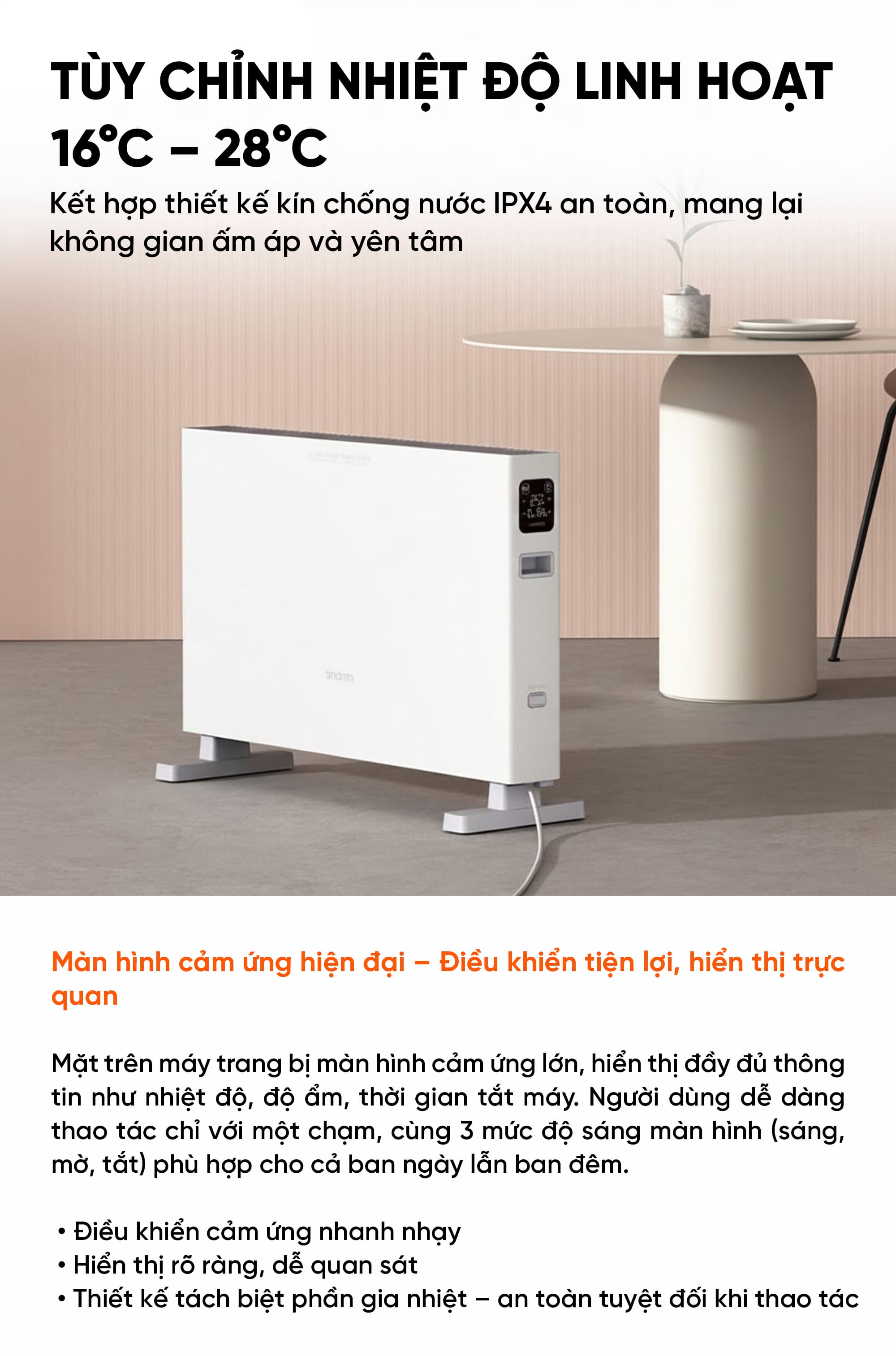 Máy Sưởi Ấm SmartMi 1S Phiên Bản Cảm Ứng - Quốc Tế