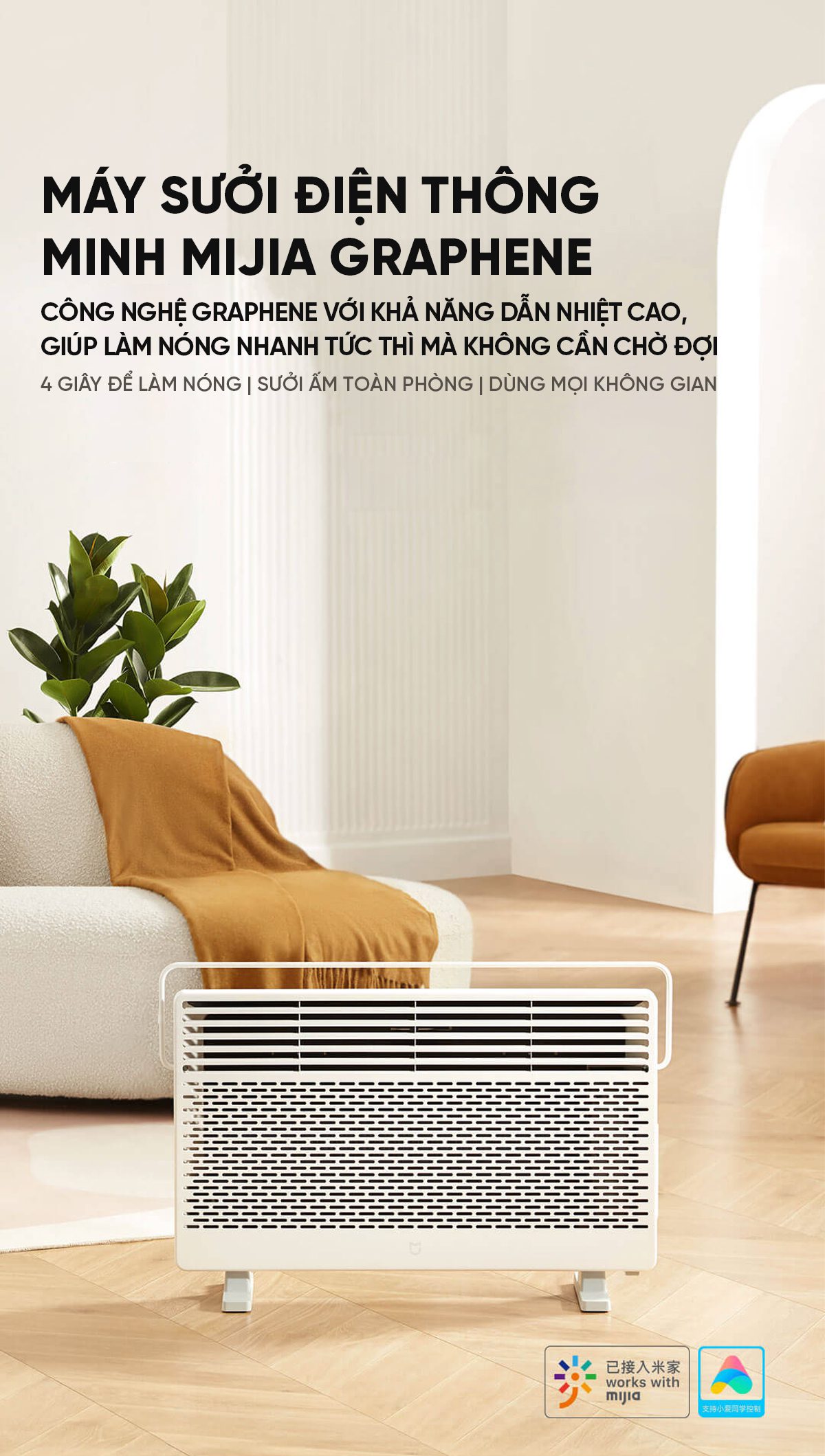 Máy Sưởi Xiaomi Mijia Graphene KDNQ05ZM Làm Nóng Nhanh