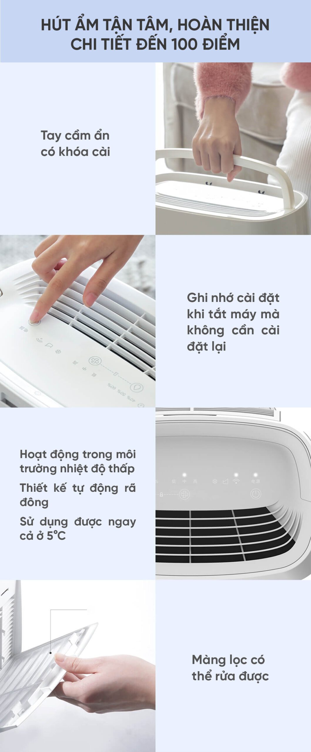 Máy Hút Ẩm Thông Minh Xiaomi NWT 18L Kèm Lưới Lọc Kháng Khuẩn