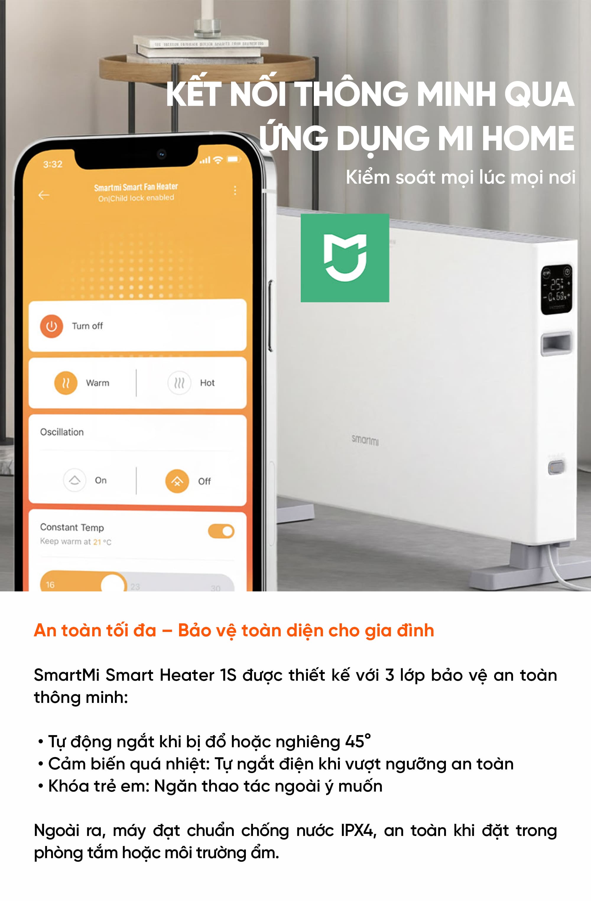 Máy Sưởi Ấm SmartMi 1S Phiên Bản Cảm Ứng - Quốc Tế