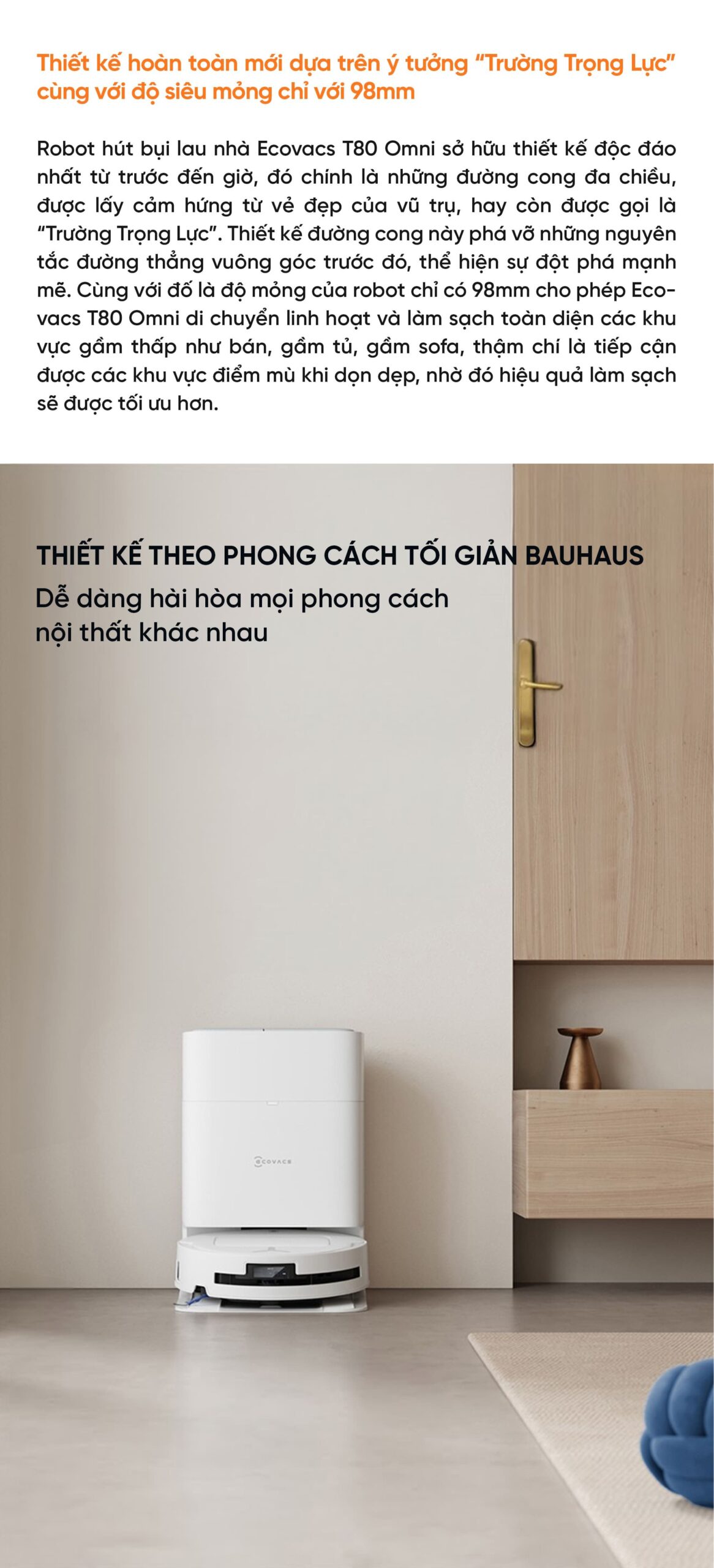 Robot hút bụi lau nhà Ecovacs T80 Omni – Bản Quốc Tế