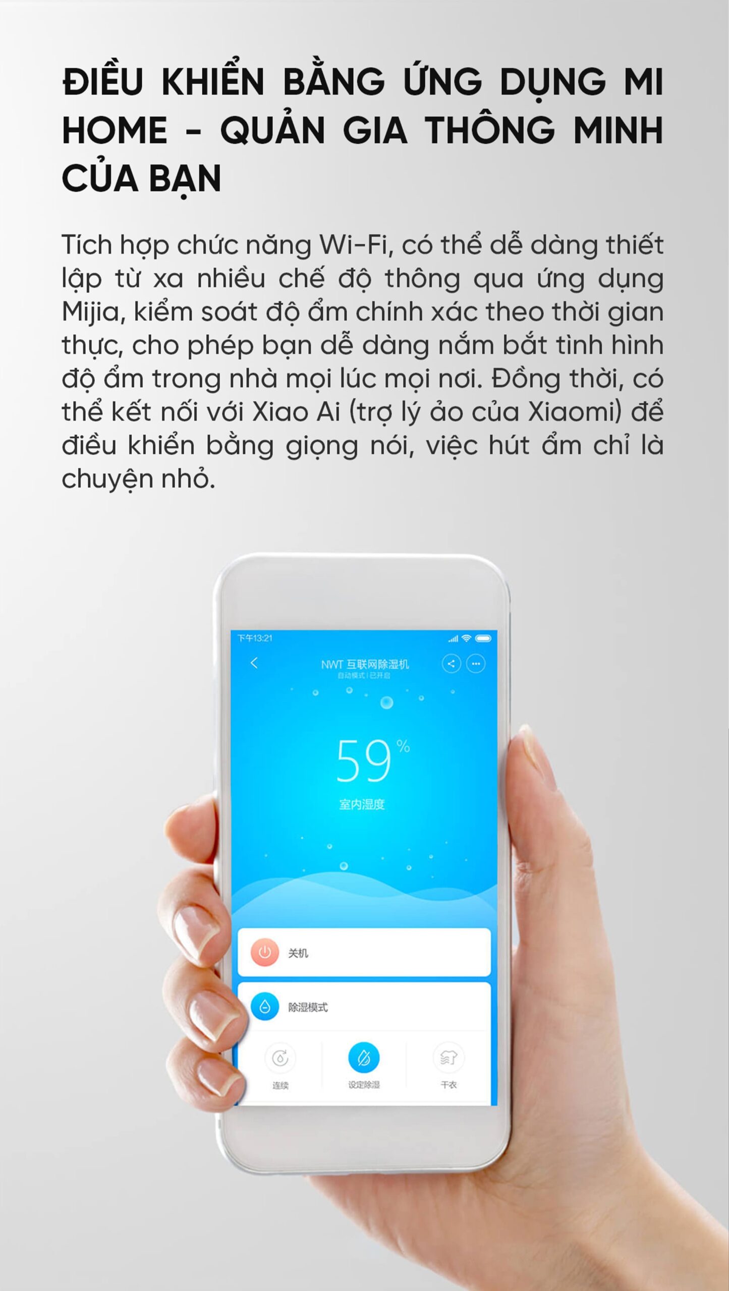 Máy Hút Ẩm Thông Minh Xiaomi NWT 30L Kèm Lưới Lọc Kháng Khuẩn