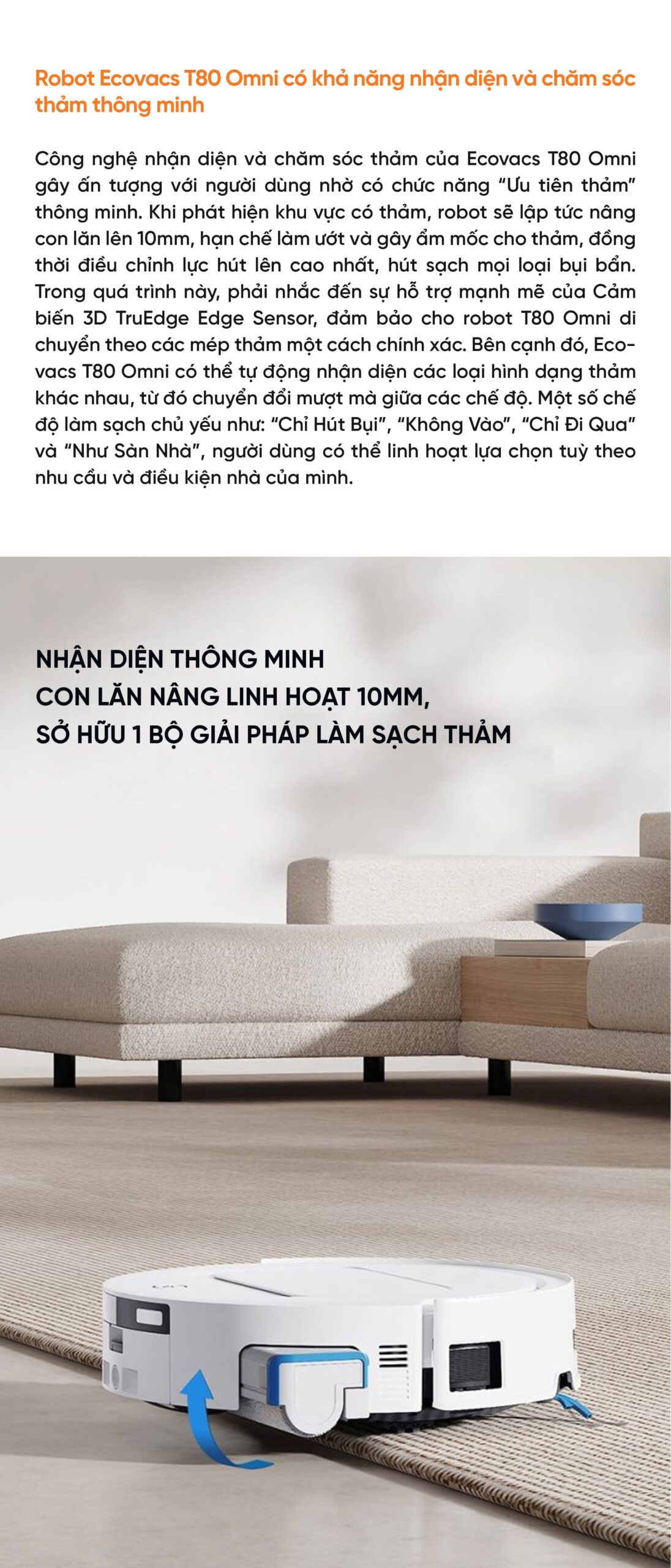 Robot hút bụi lau nhà Ecovacs T80 Omni – Bản Quốc Tế
