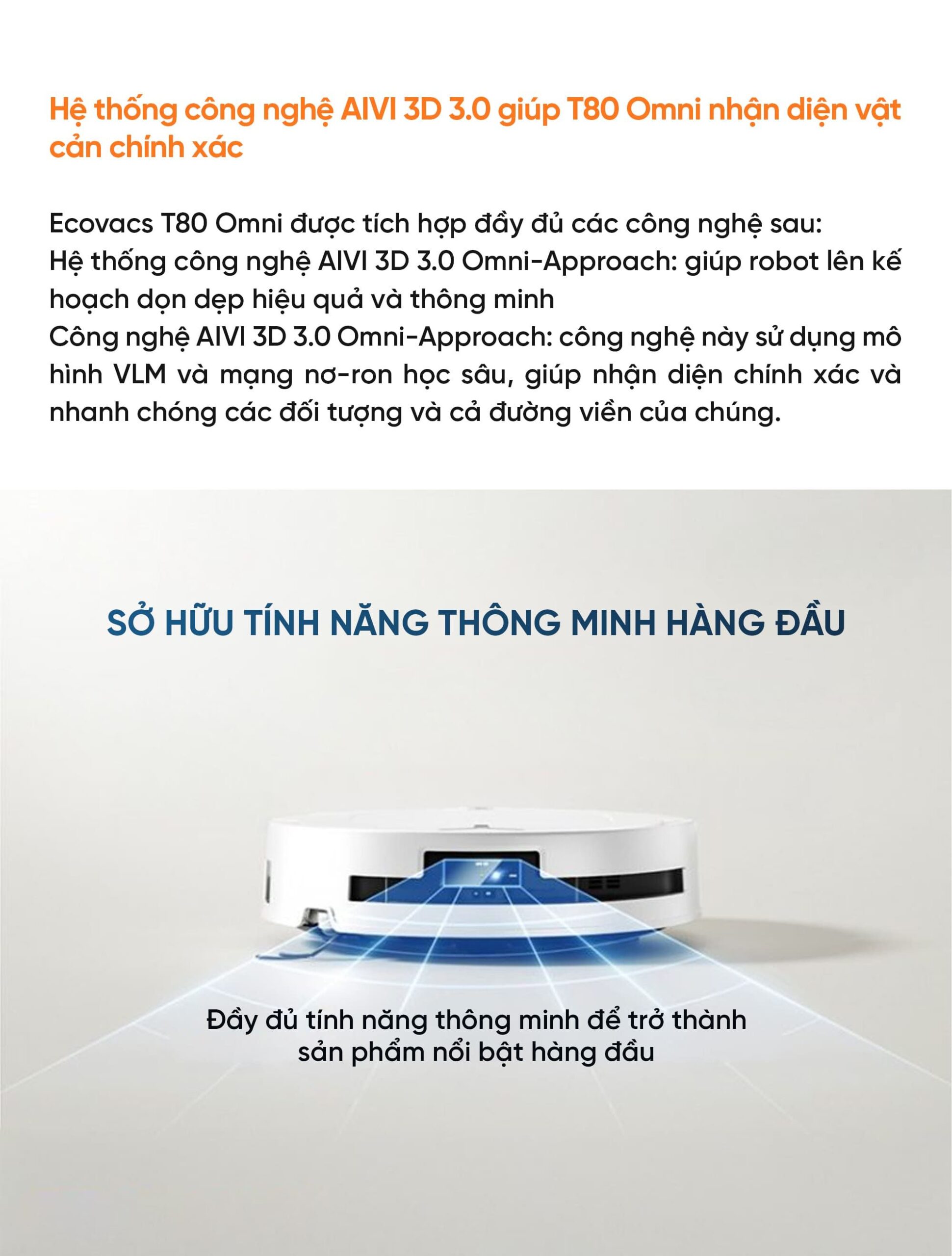 Robot hút bụi lau nhà Ecovacs T80 Omni – Bản Quốc Tế