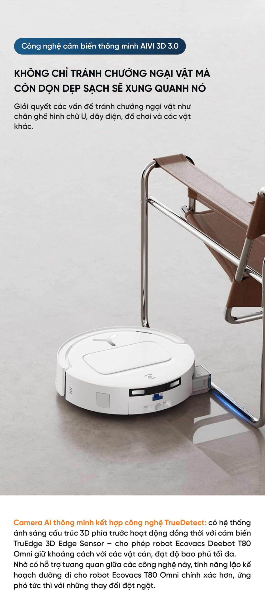 Robot hút bụi lau nhà Ecovacs T80 Omni – Bản Quốc Tế