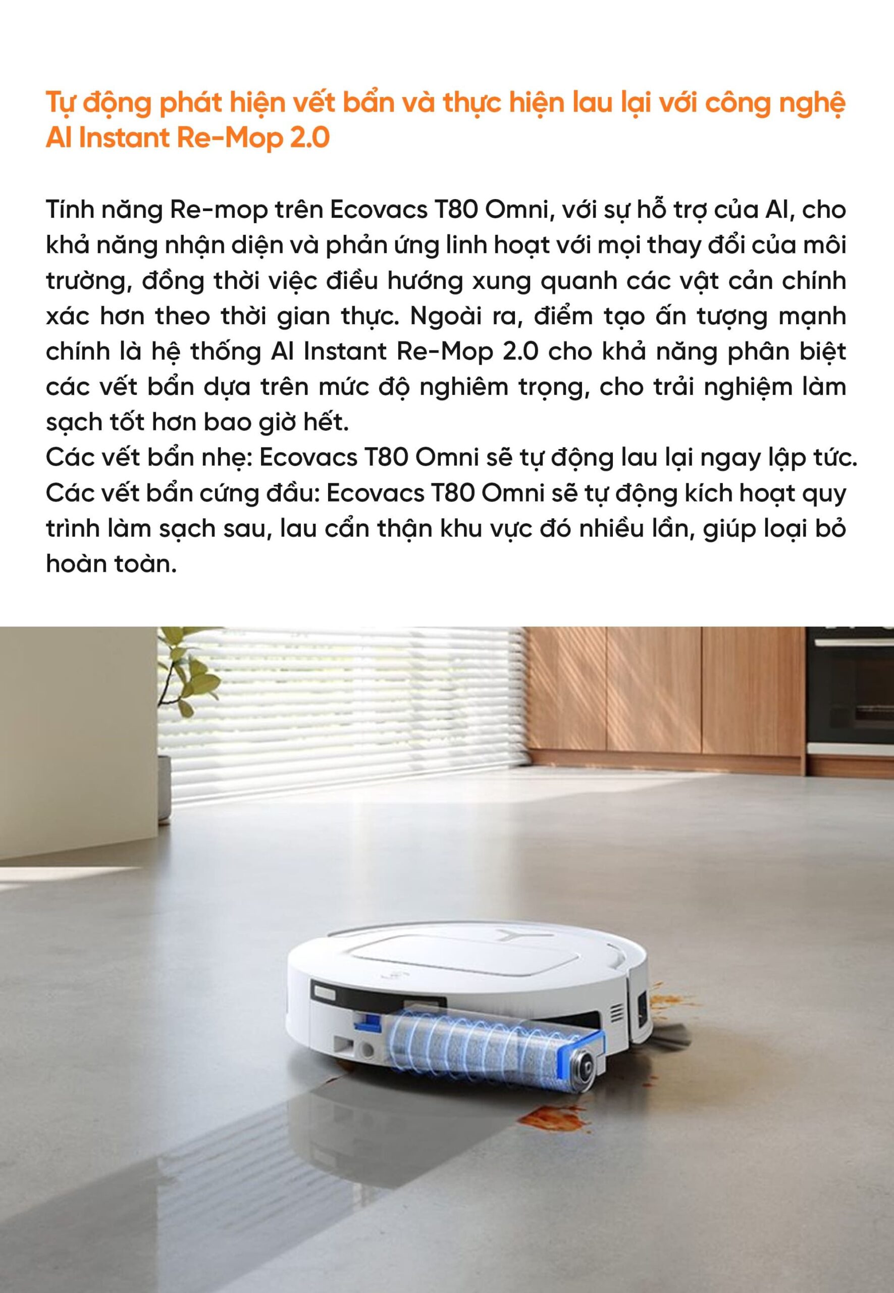 Robot hút bụi lau nhà Ecovacs T80 Omni – Bản Quốc Tế