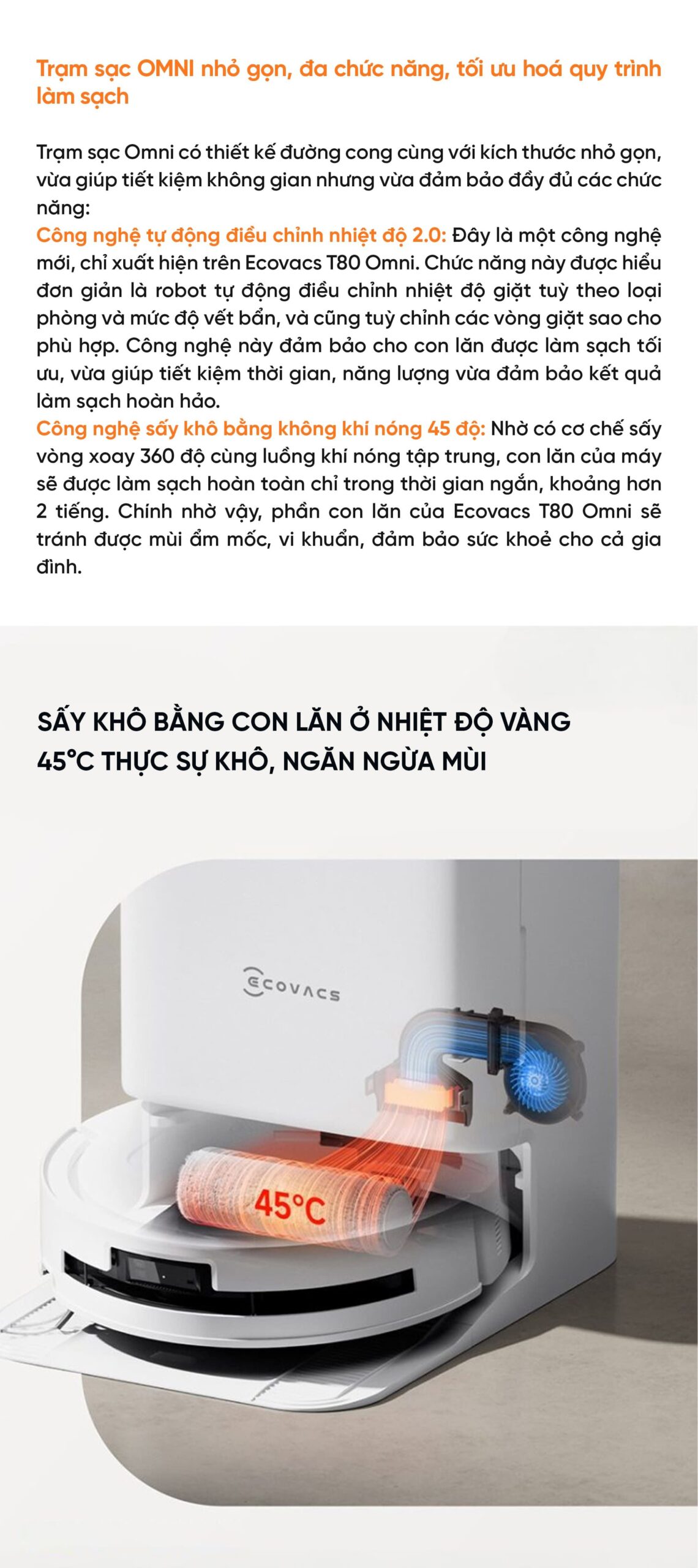 Robot hút bụi lau nhà Ecovacs T80 Omni – Bản Quốc Tế