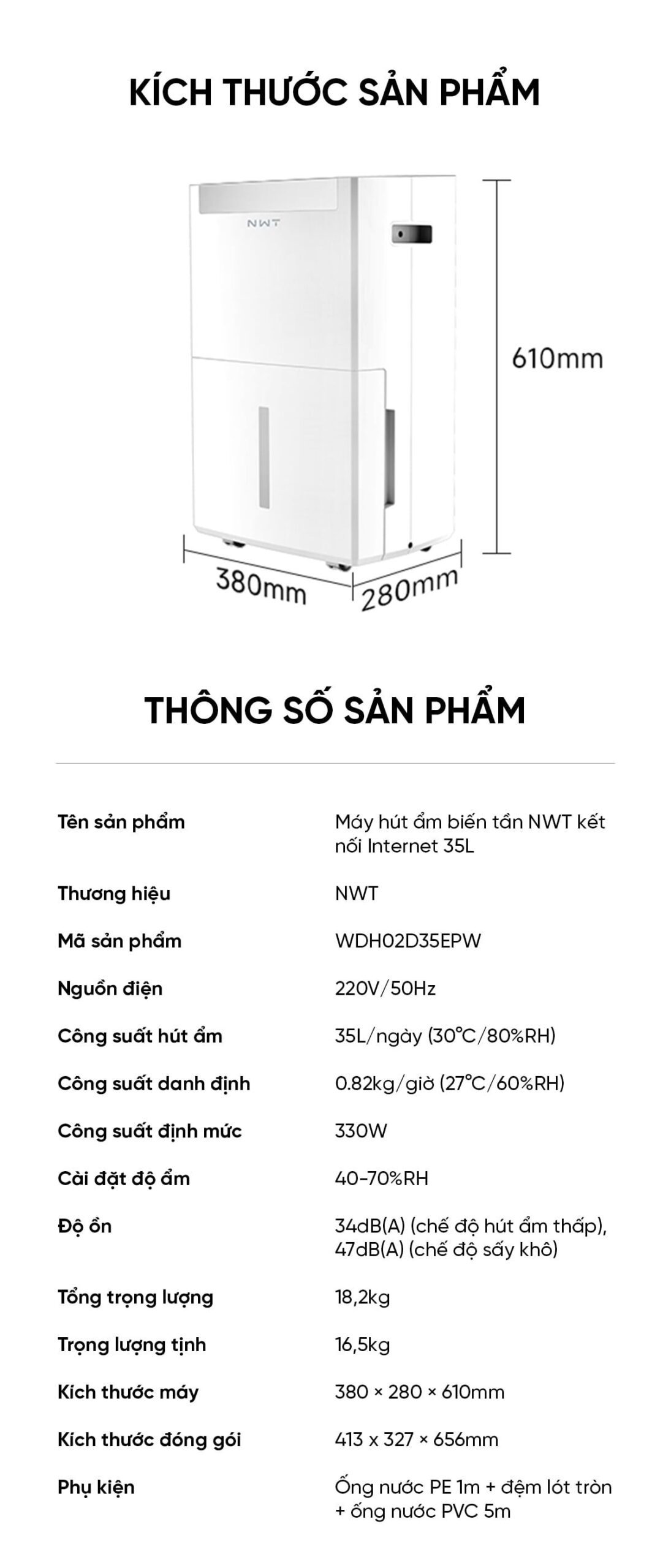 Máy hút ẩm Xiaomi New WideTech 35L