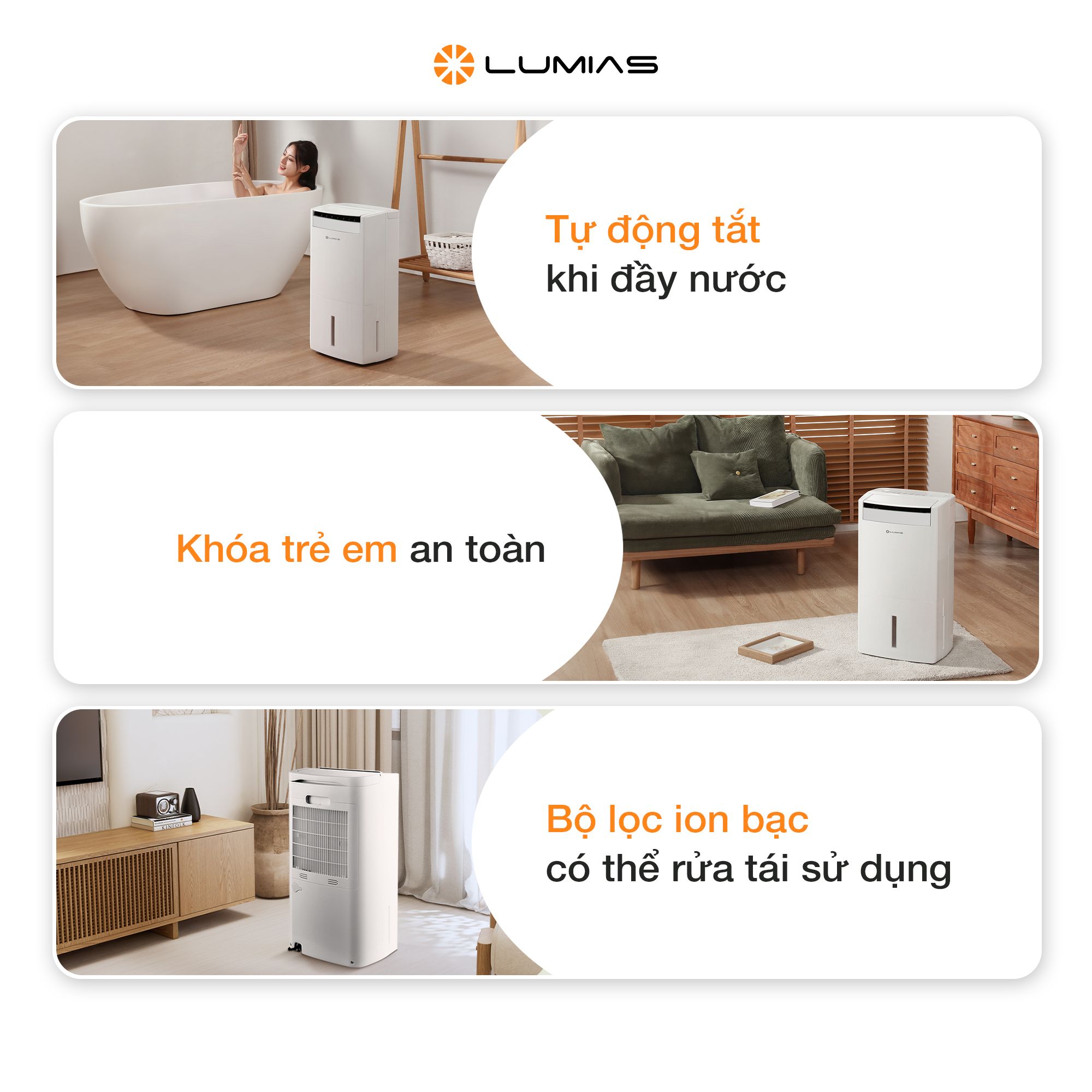 Máy hút ẩm kiêm lọc khí thông minh 26L Lumias D6S-26L - 90m²