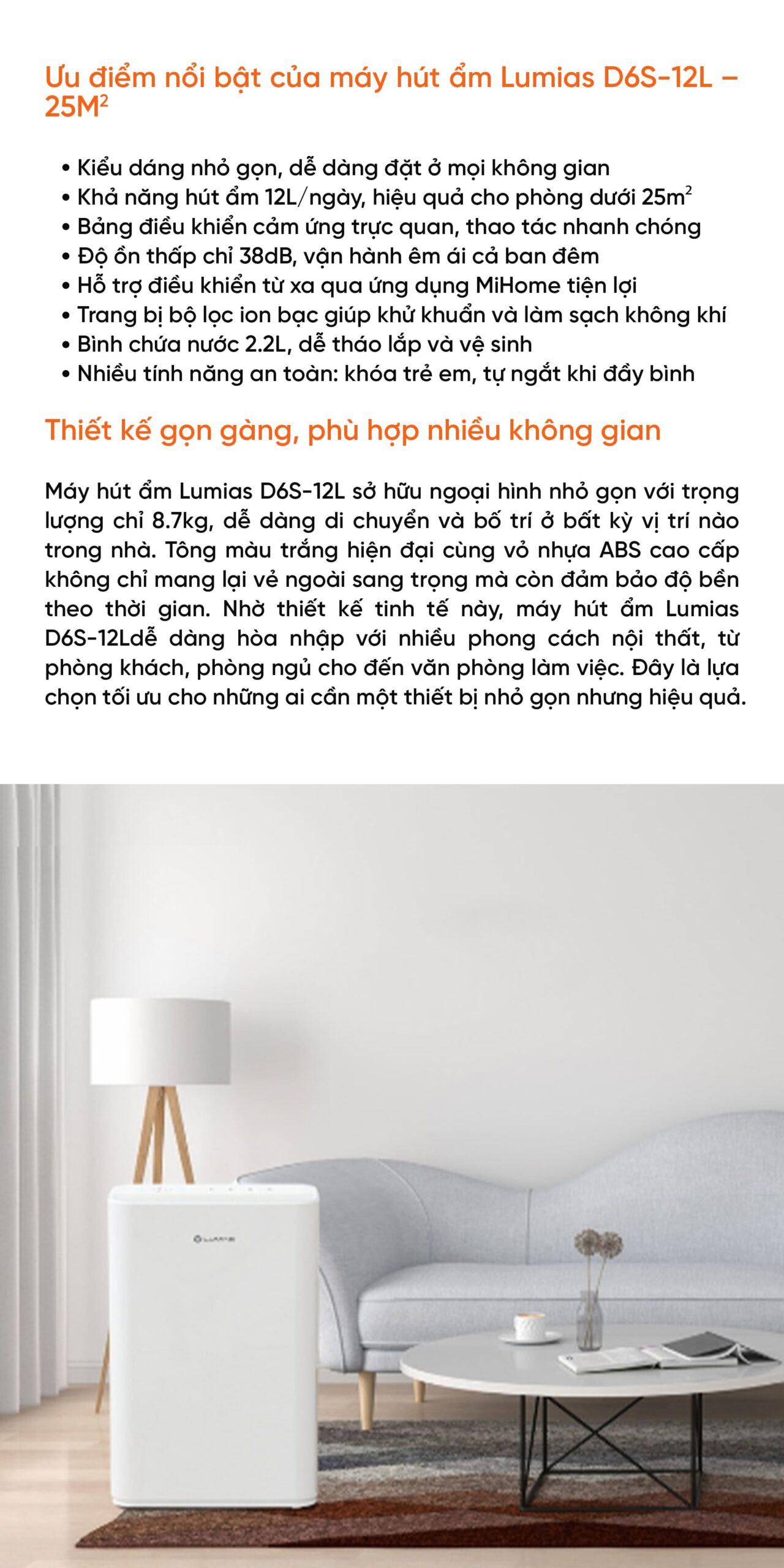 Máy hút ẩm 12L Lumias D6S-12L - 25m²